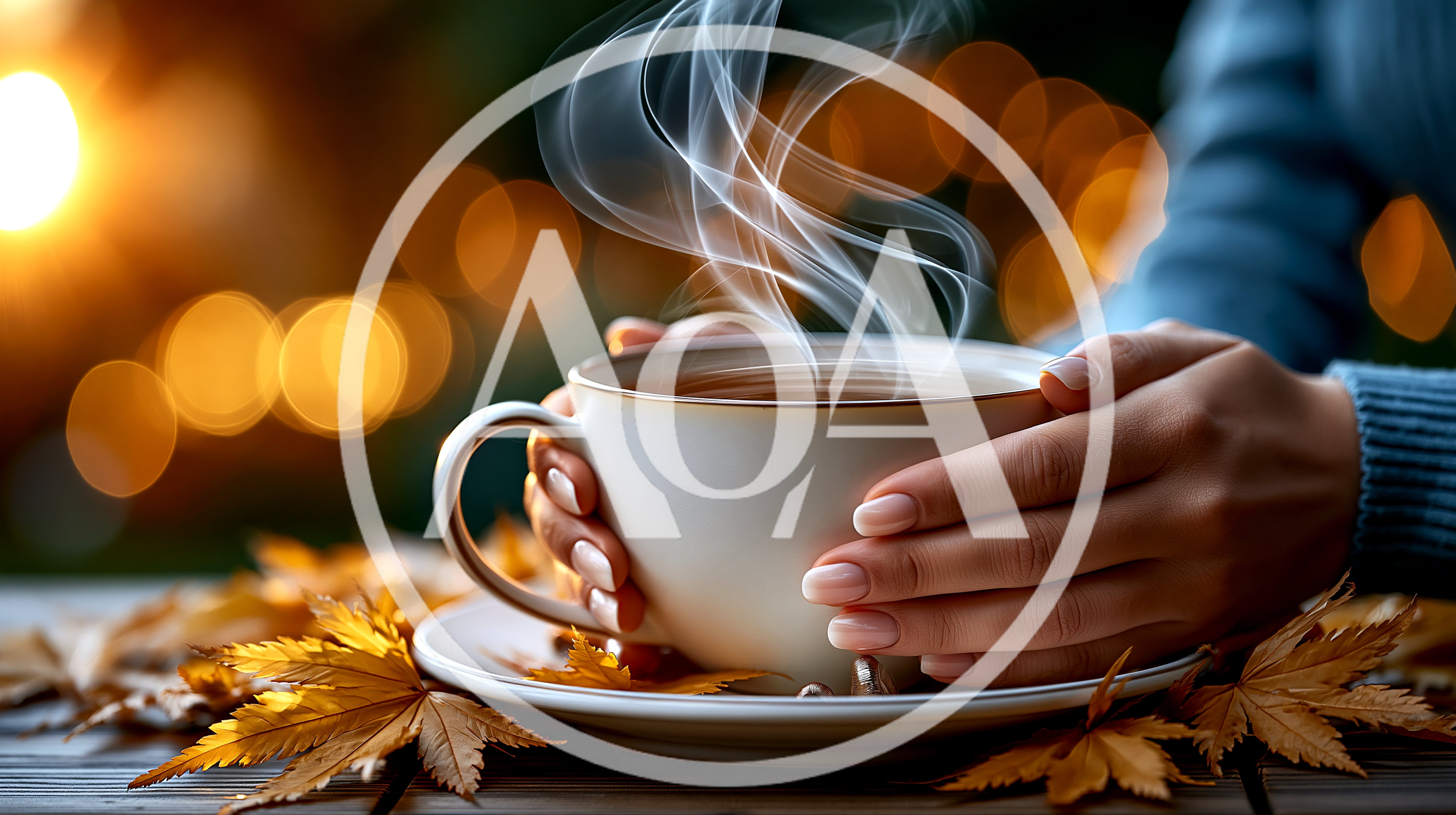 Person Holding A Steaming Cup Of Coffee
