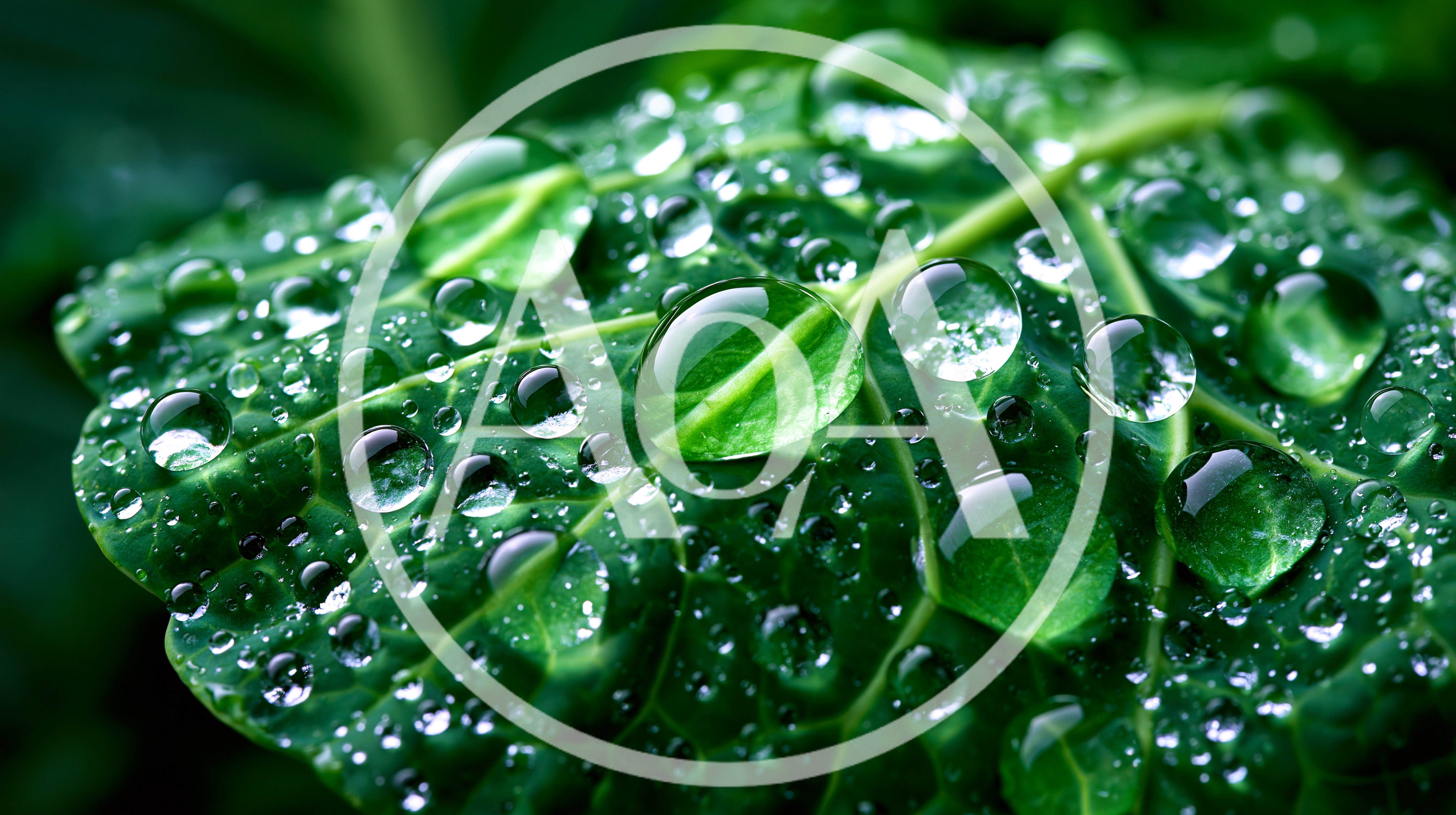 Dew Drops On A Vibrant Green Leaf