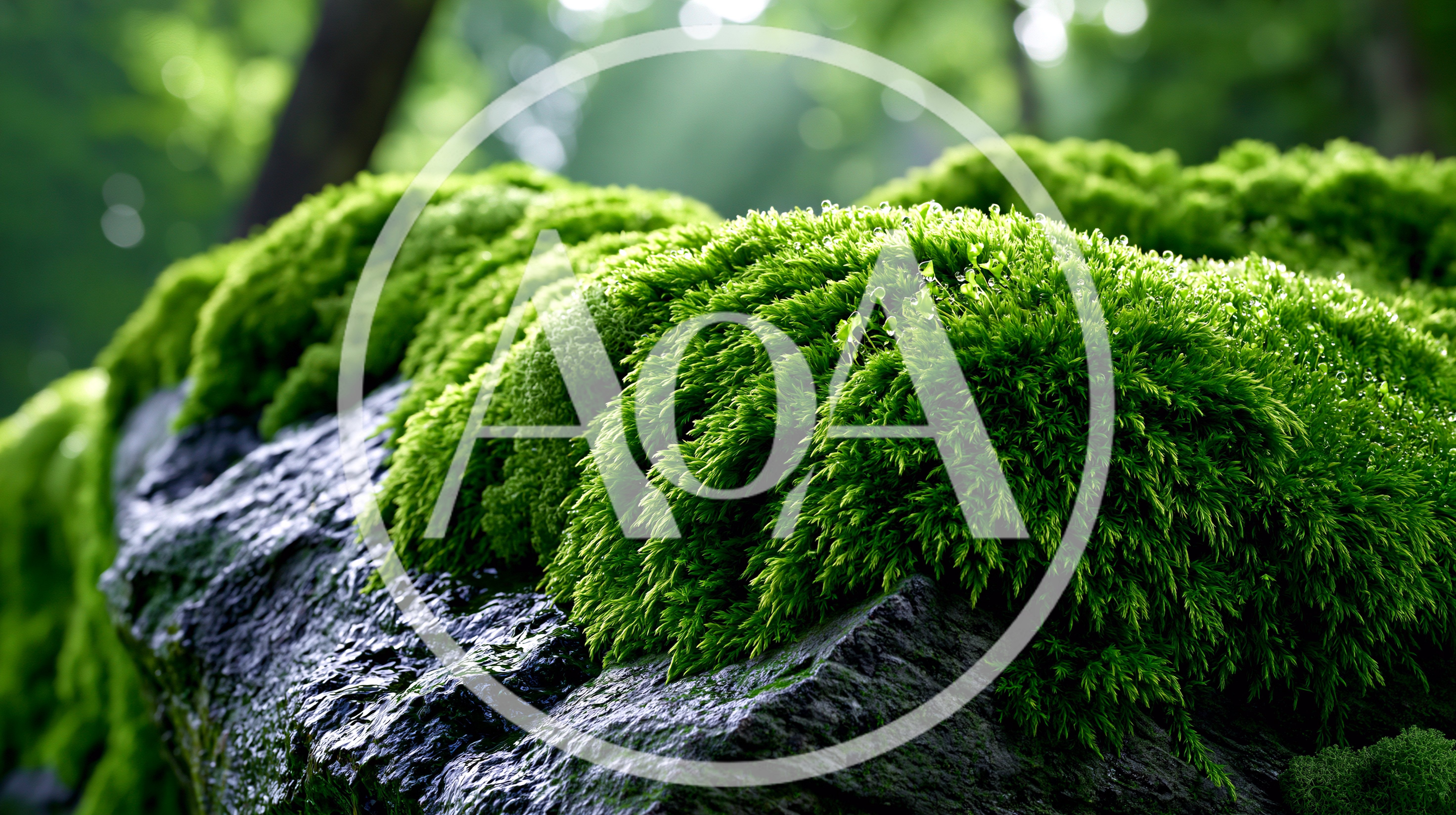 Lush Green Moss Growing On A Wet Rock
