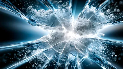 Abstract Shattered Glass With Explosive Light Effect