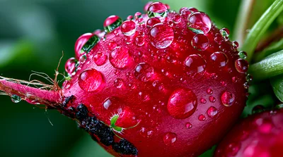 Fresh Red Radish With Water Droplets In Garden