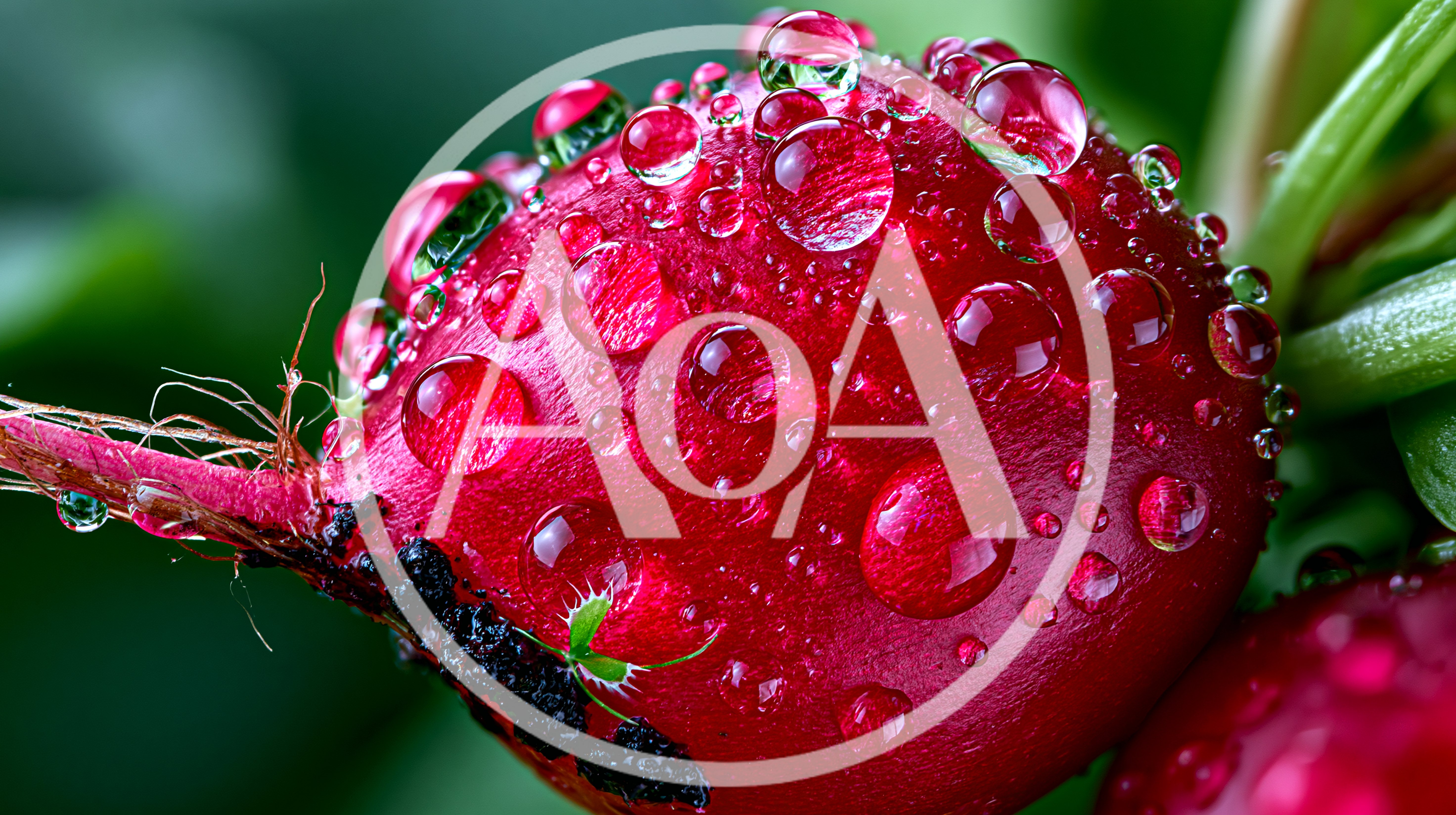 Fresh Red Radish With Water Droplets In Garden
