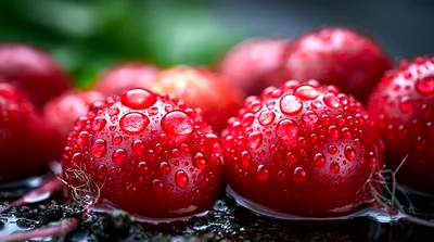 Fresh Red Radishes With Water Droplets