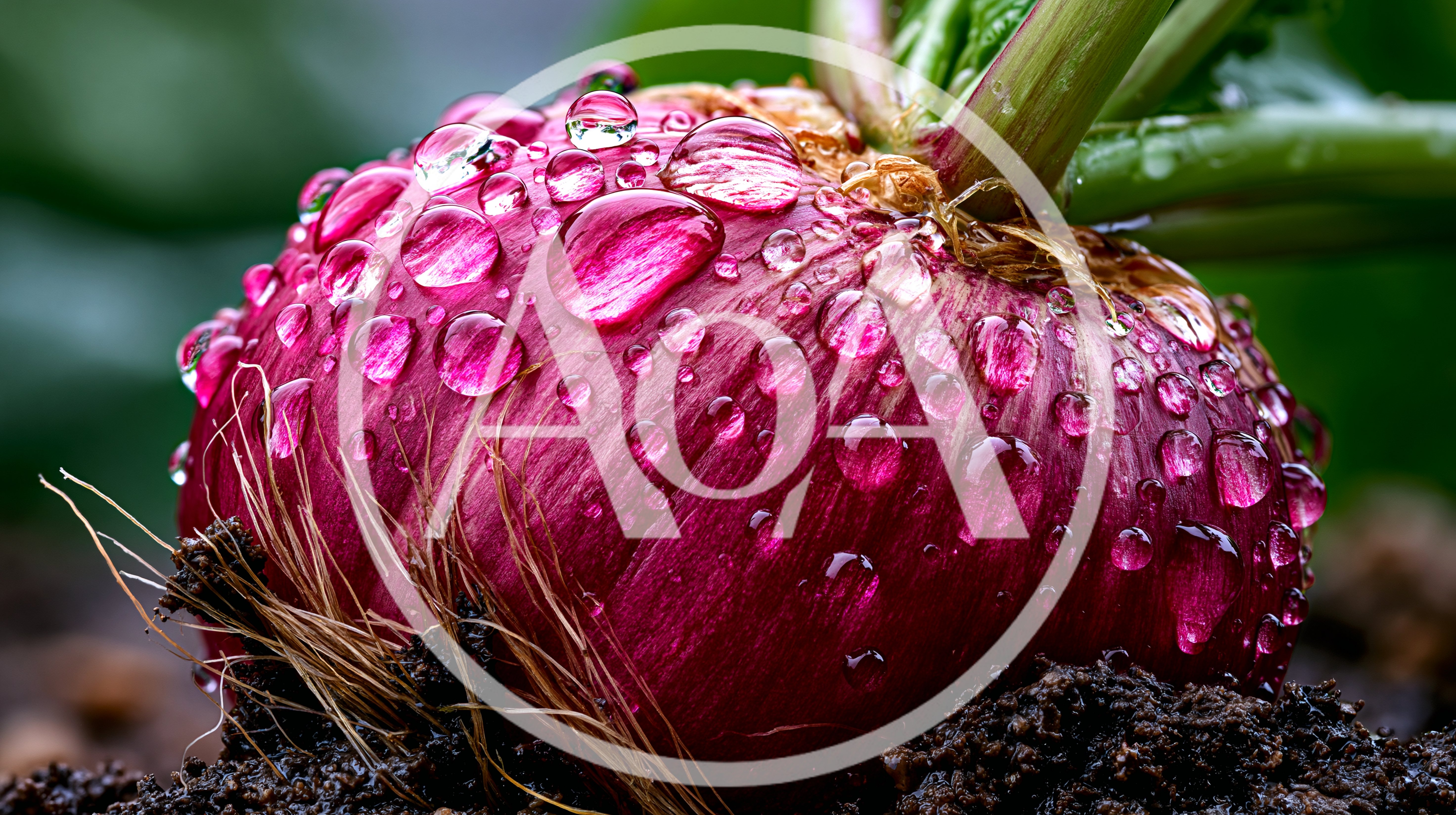 Fresh Red Radish With Water Droplets In Soil