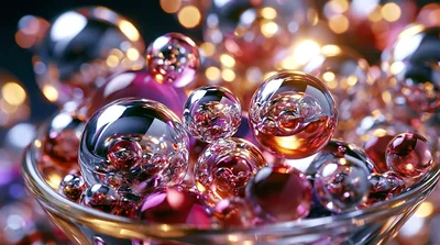 Glass Spheres Filled With Glowing Pink Liquid