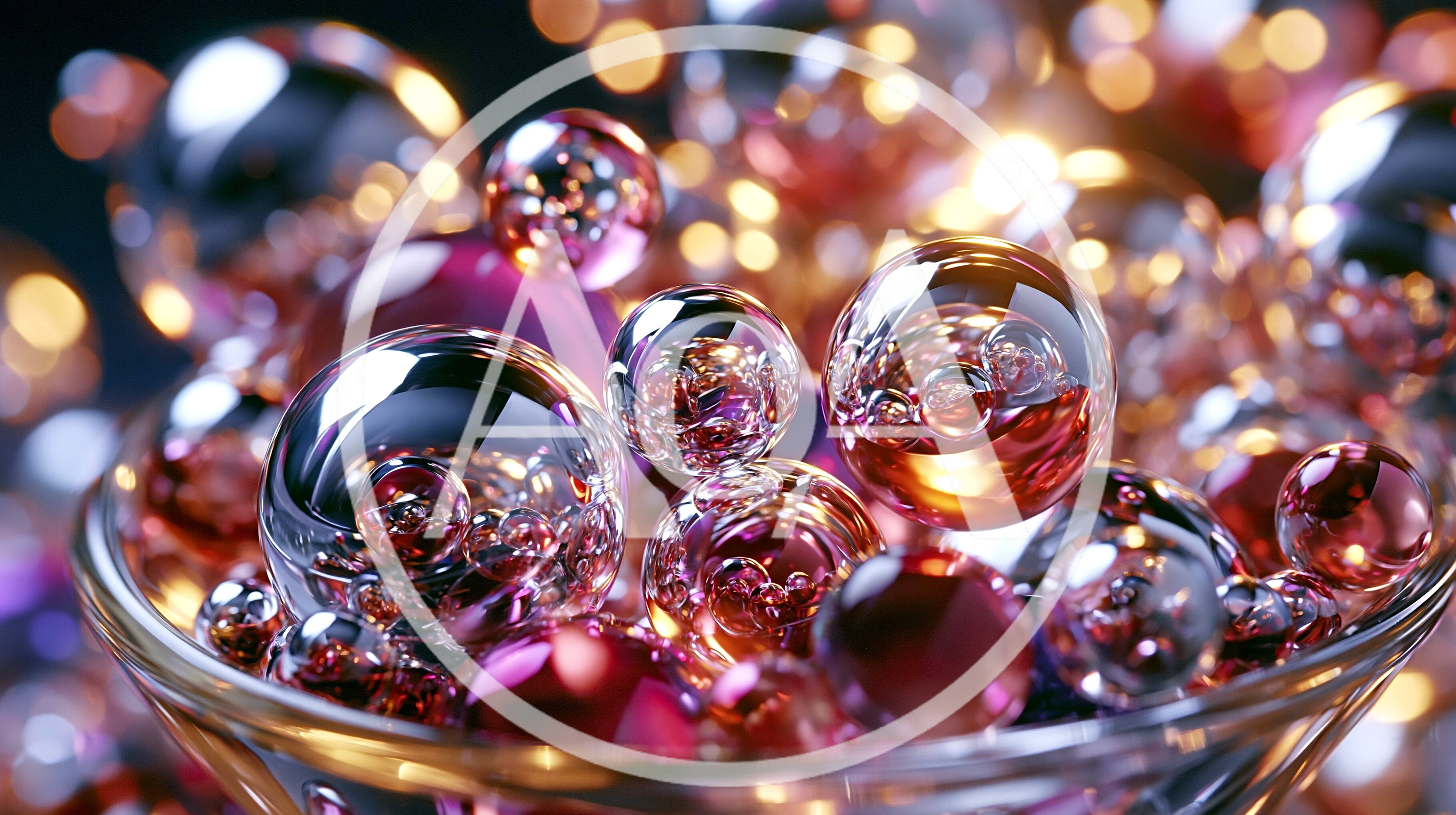 Glass Spheres Filled With Glowing Pink Liquid