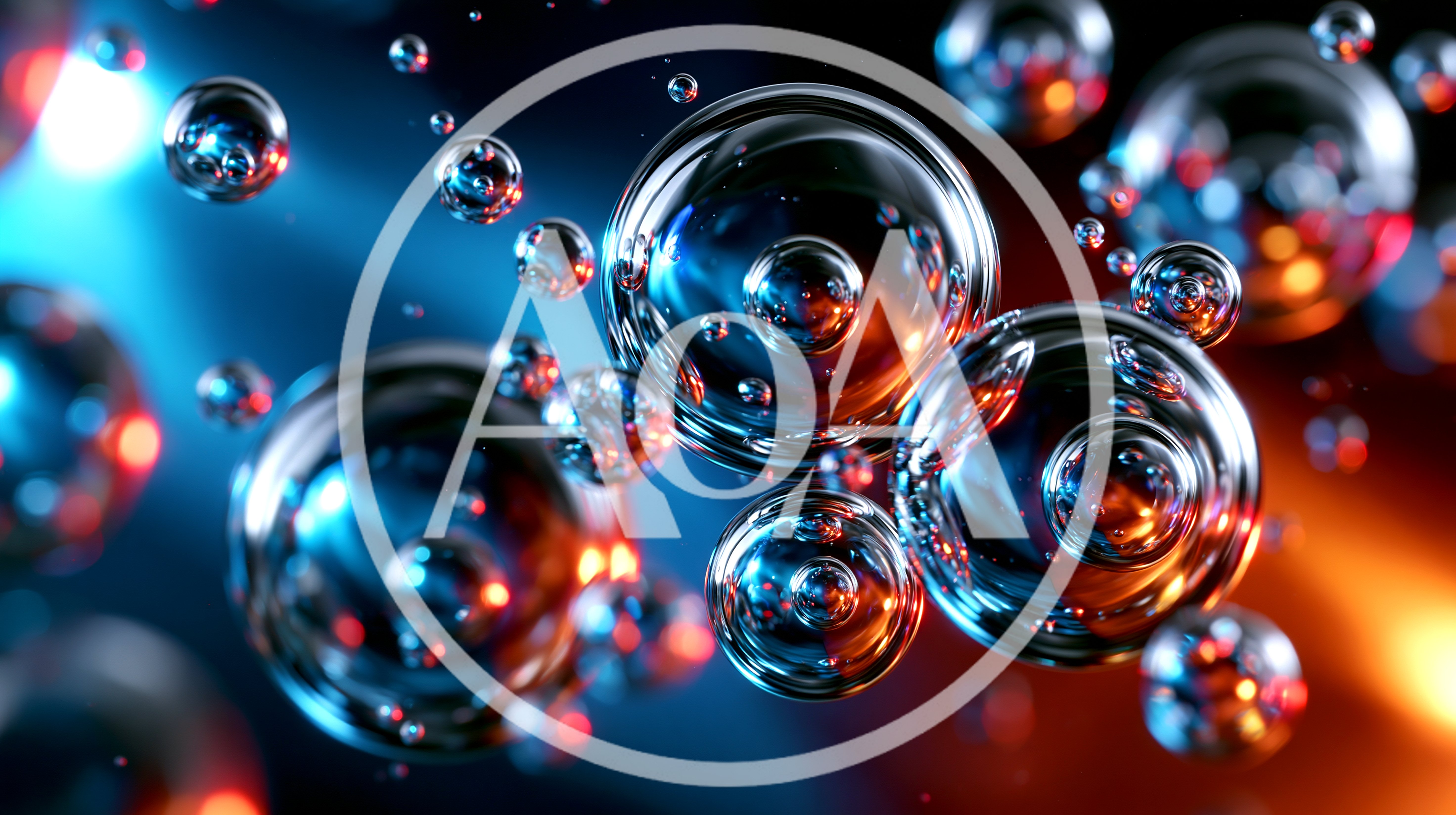 Abstract Floating Spheres With Blue And Orange Lighting