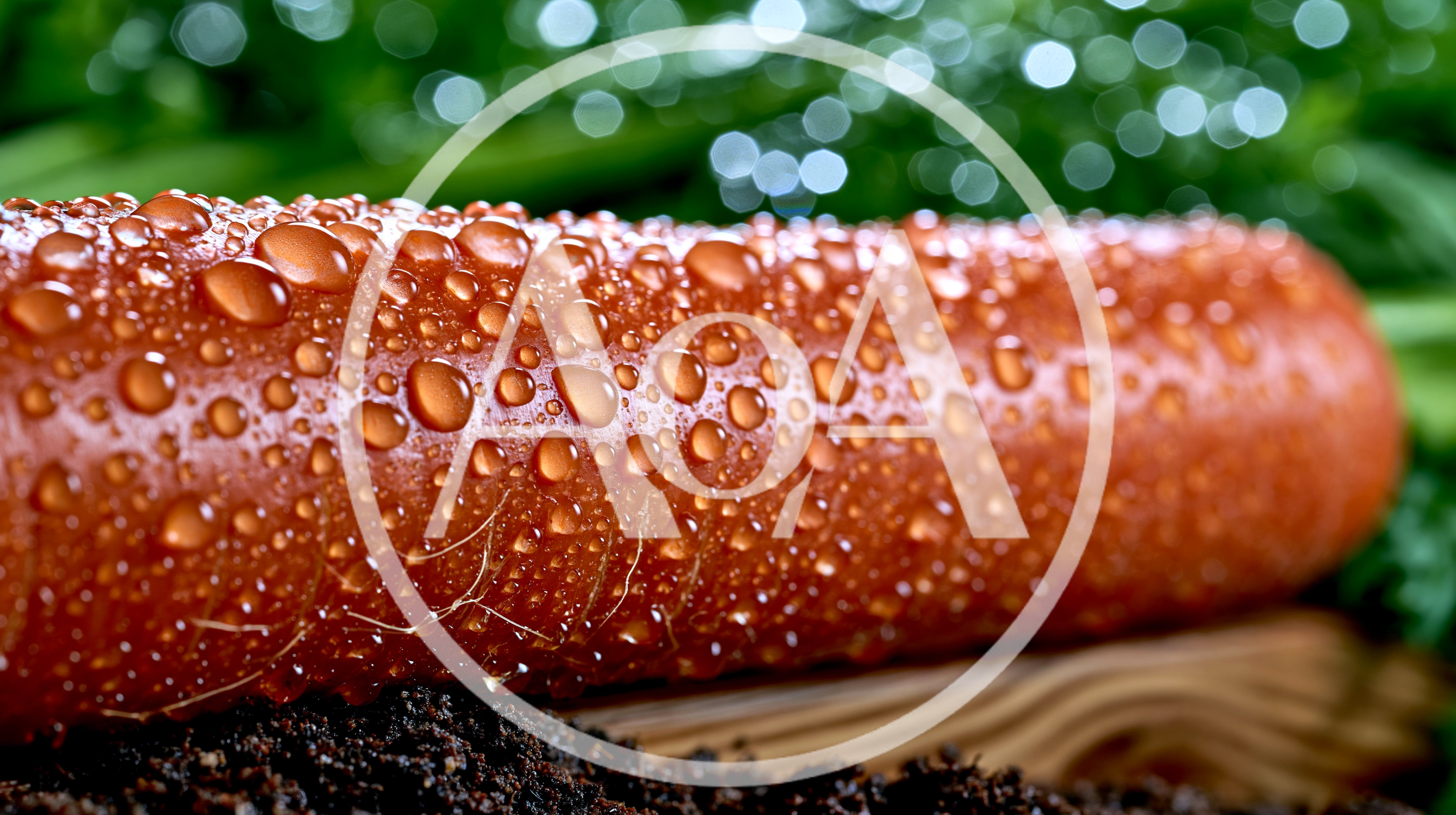 Fresh Carrot With Water Droplets In Soil