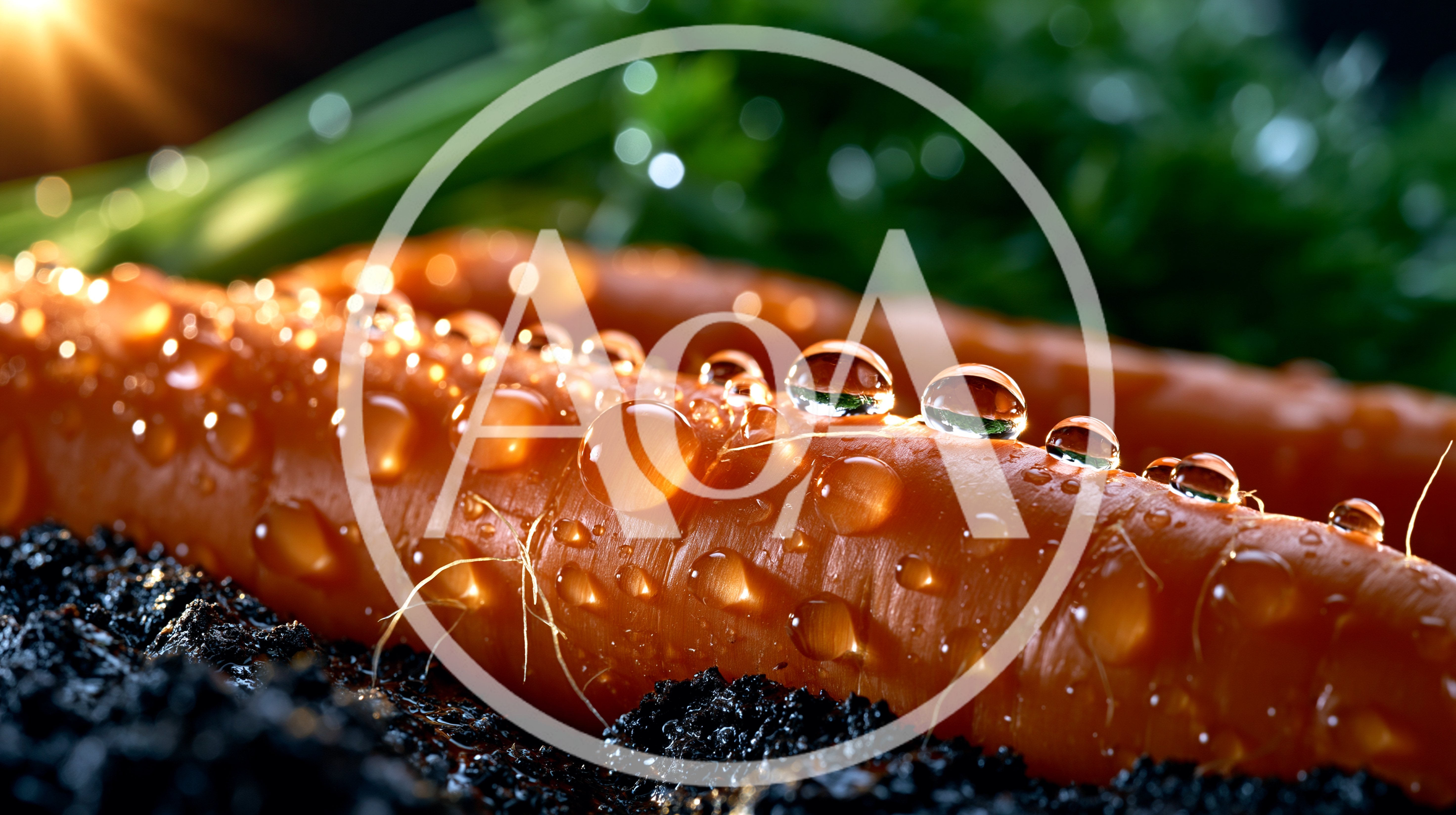Fresh Carrots With Water Droplets In Soil