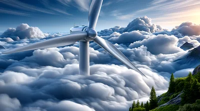 Wind Turbine Rising Above A Sea Of Clouds