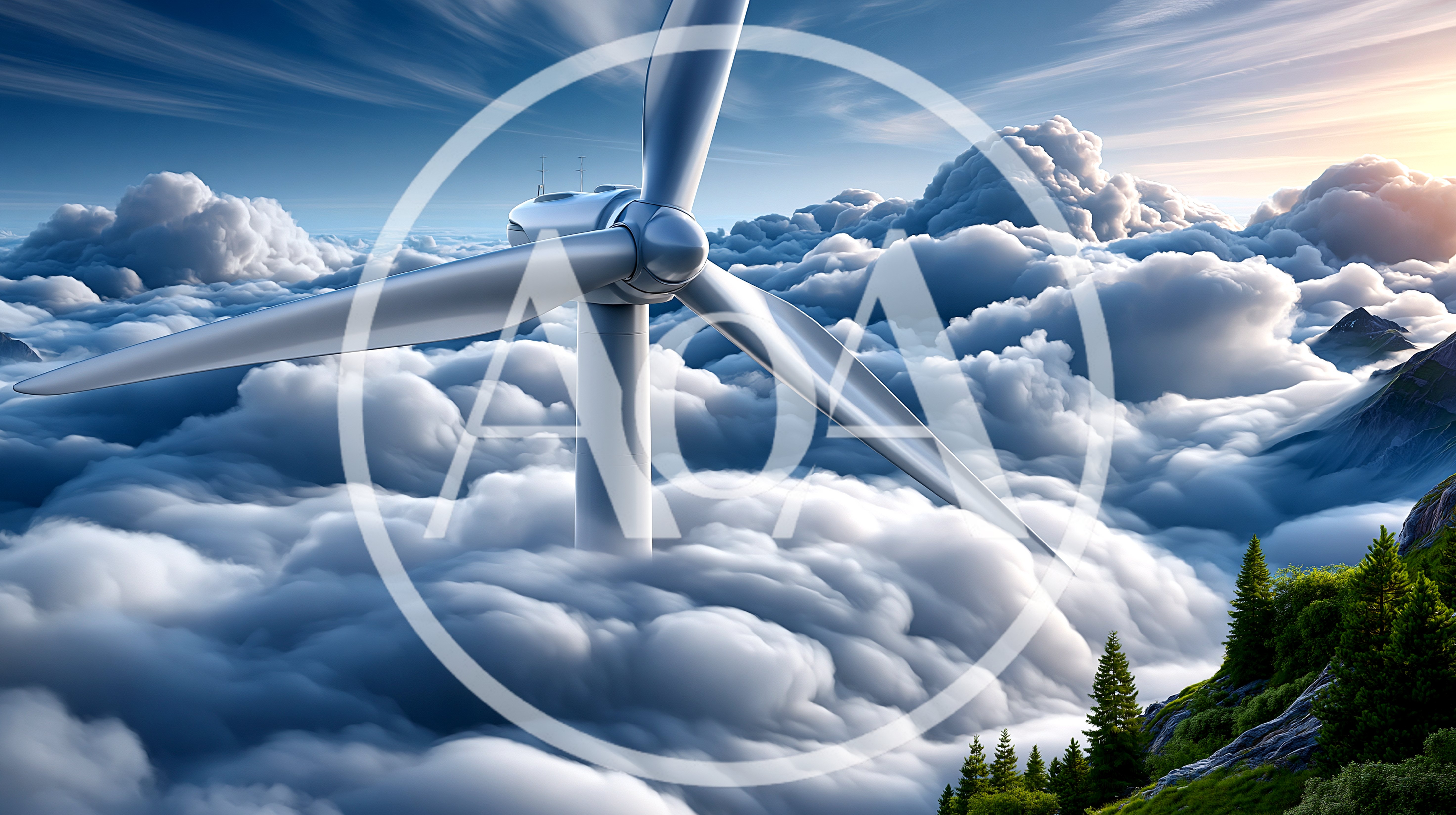 Wind Turbine Rising Above A Sea Of Clouds