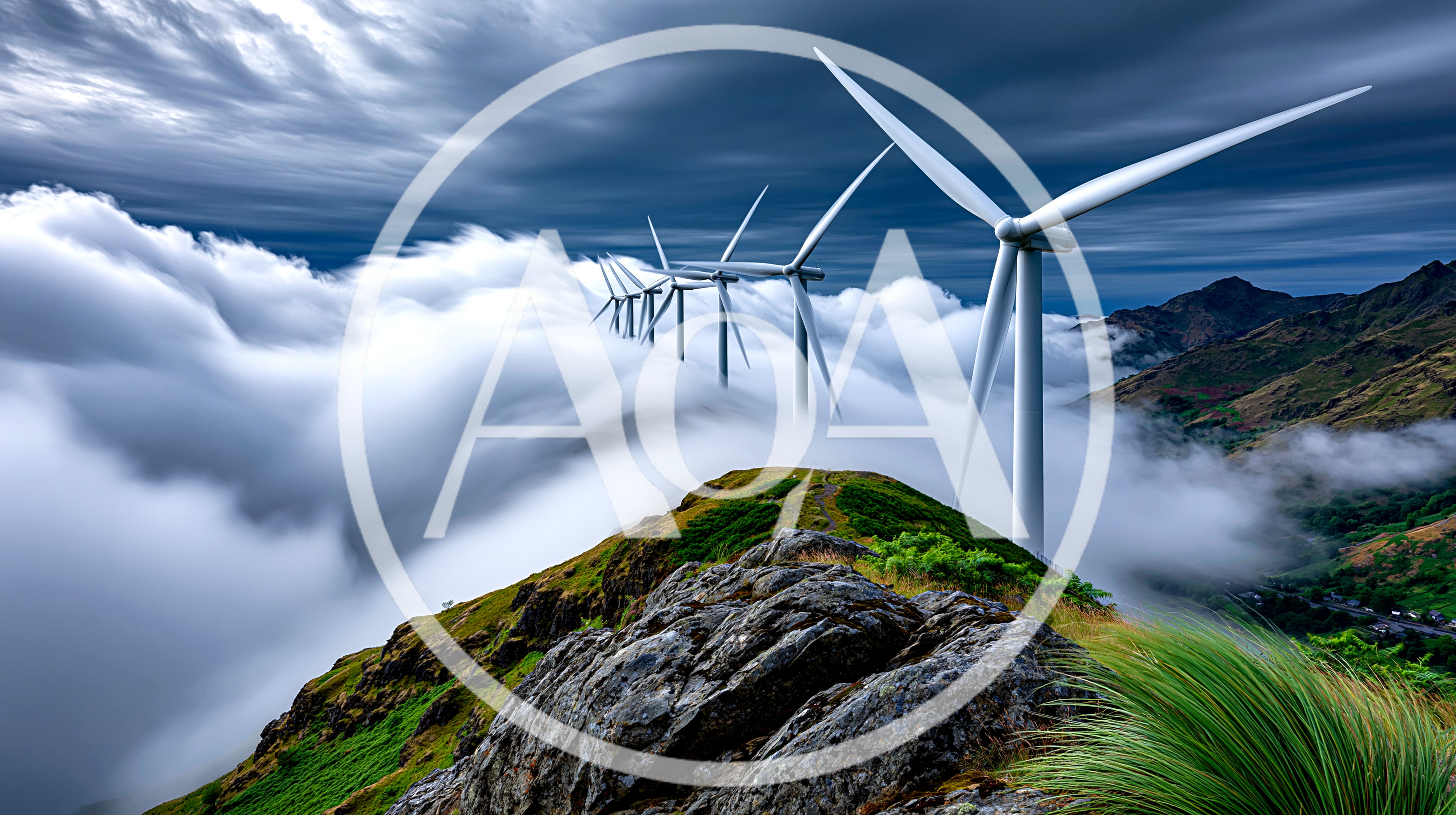 Wind Turbines Above A Sea Of Clouds
