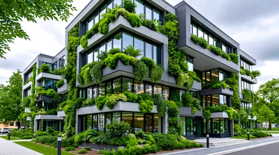 Modern Office Building With Vertical Garden Facade