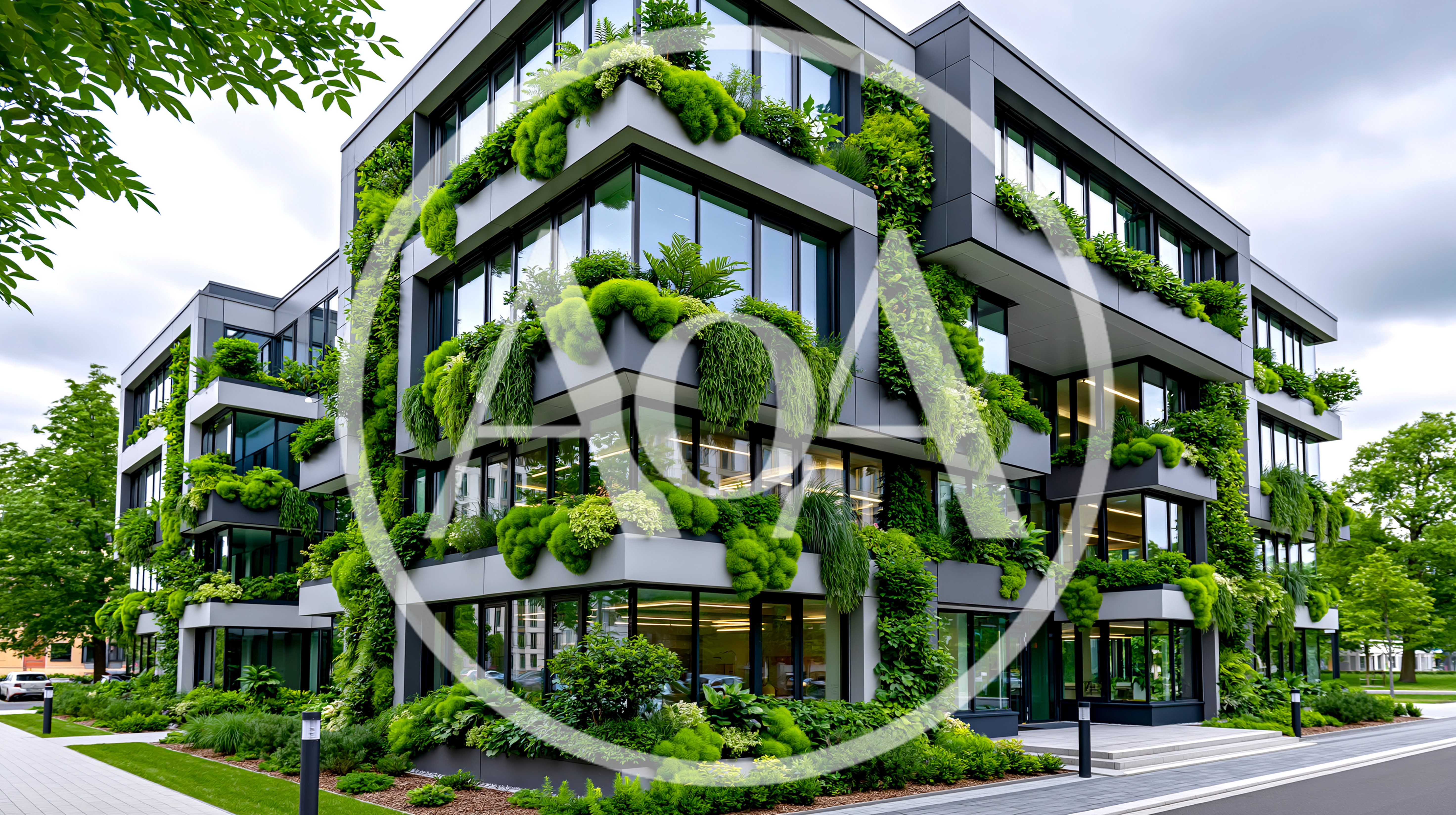 Modern Office Building With Vertical Garden Facade