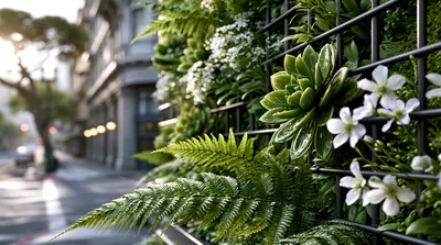 Vertical Garden Wall With Succulents And Ferns