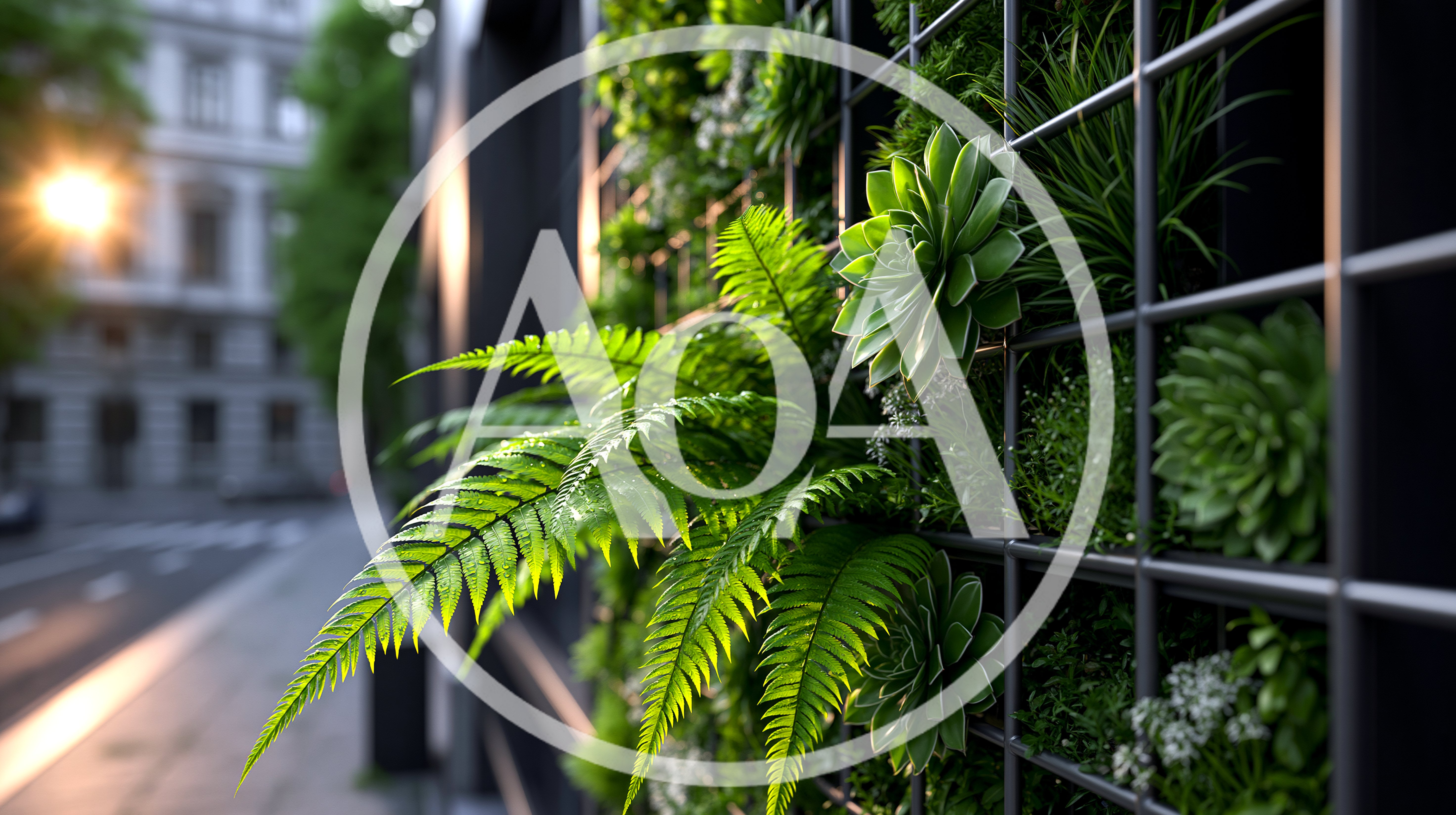 Vertical Garden Wall With Ferns And Succulents