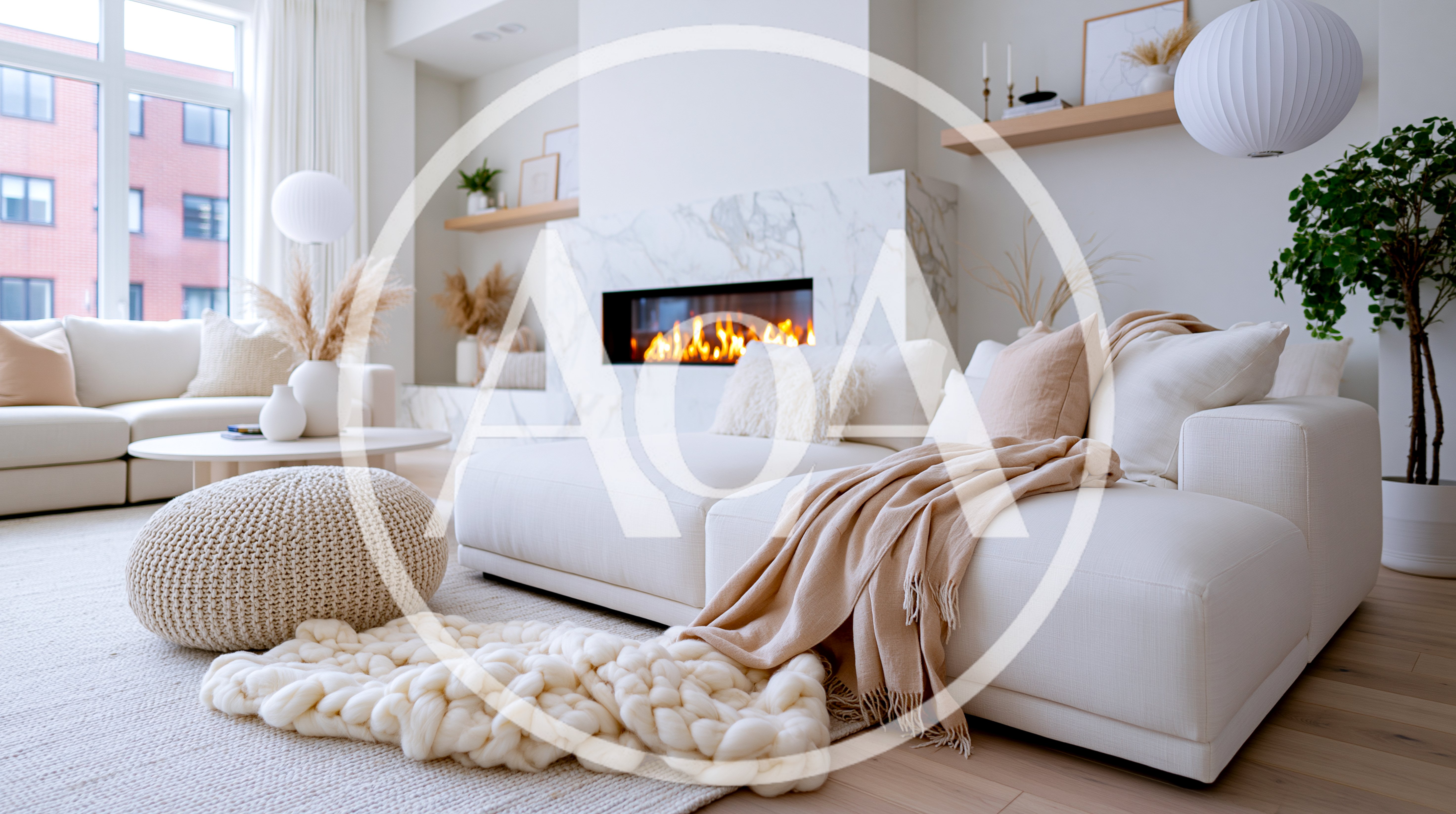 Modern Minimalist Living Room With Fireplace