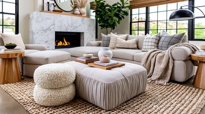 Modern Living Room With Fireplace And Neutral Decor