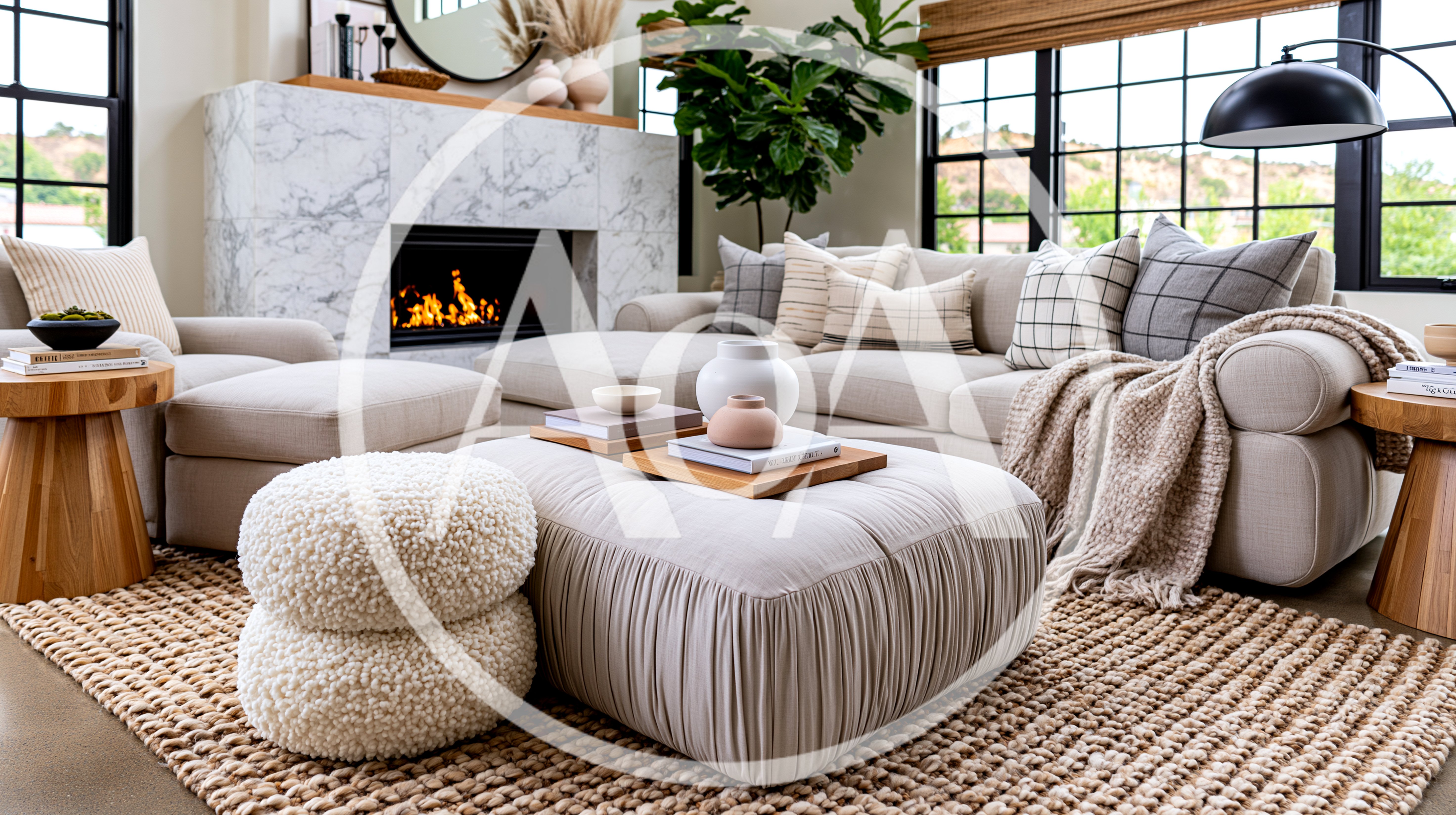 Modern Living Room With Fireplace And Neutral Decor