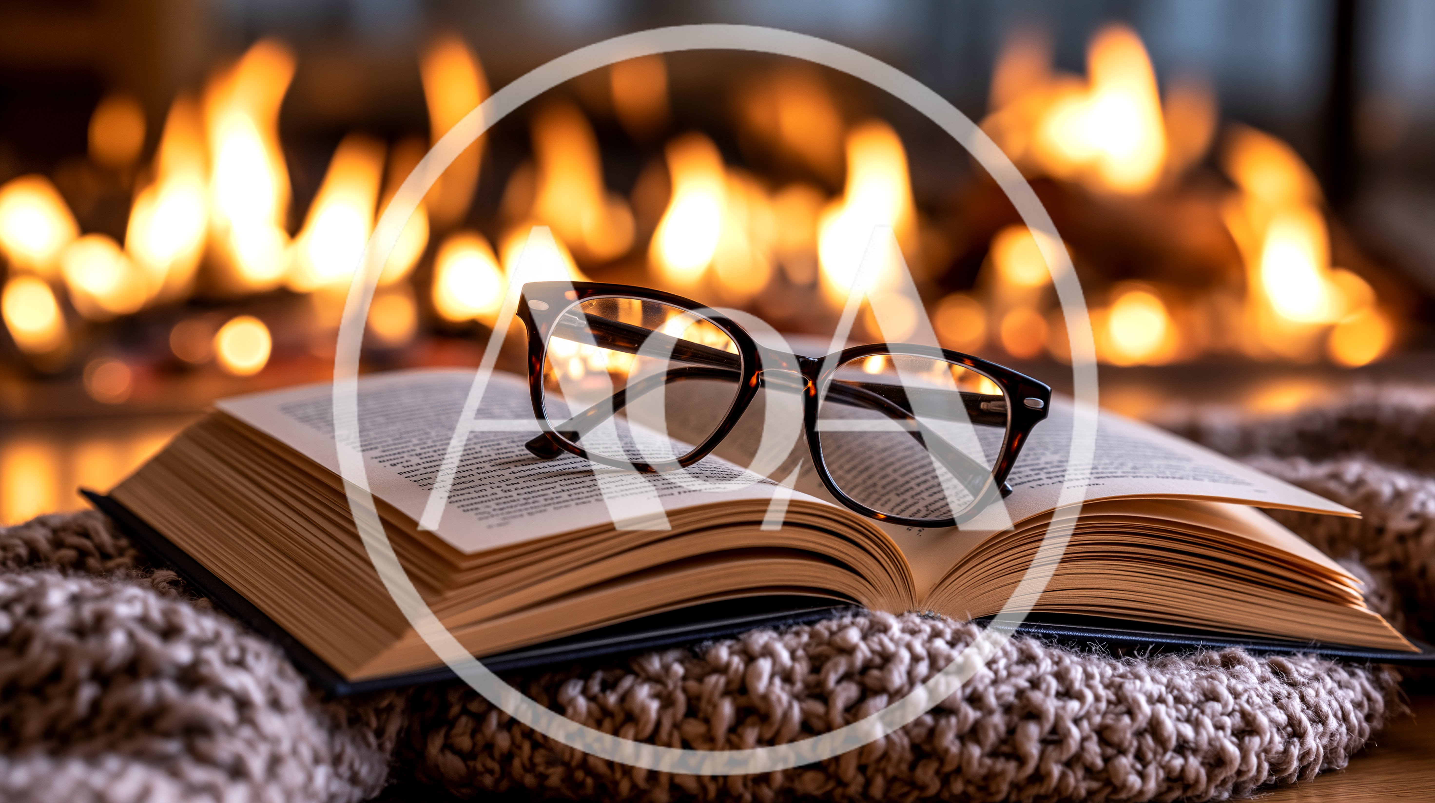 Open Book With Reading Glasses On A Cozy Blanket