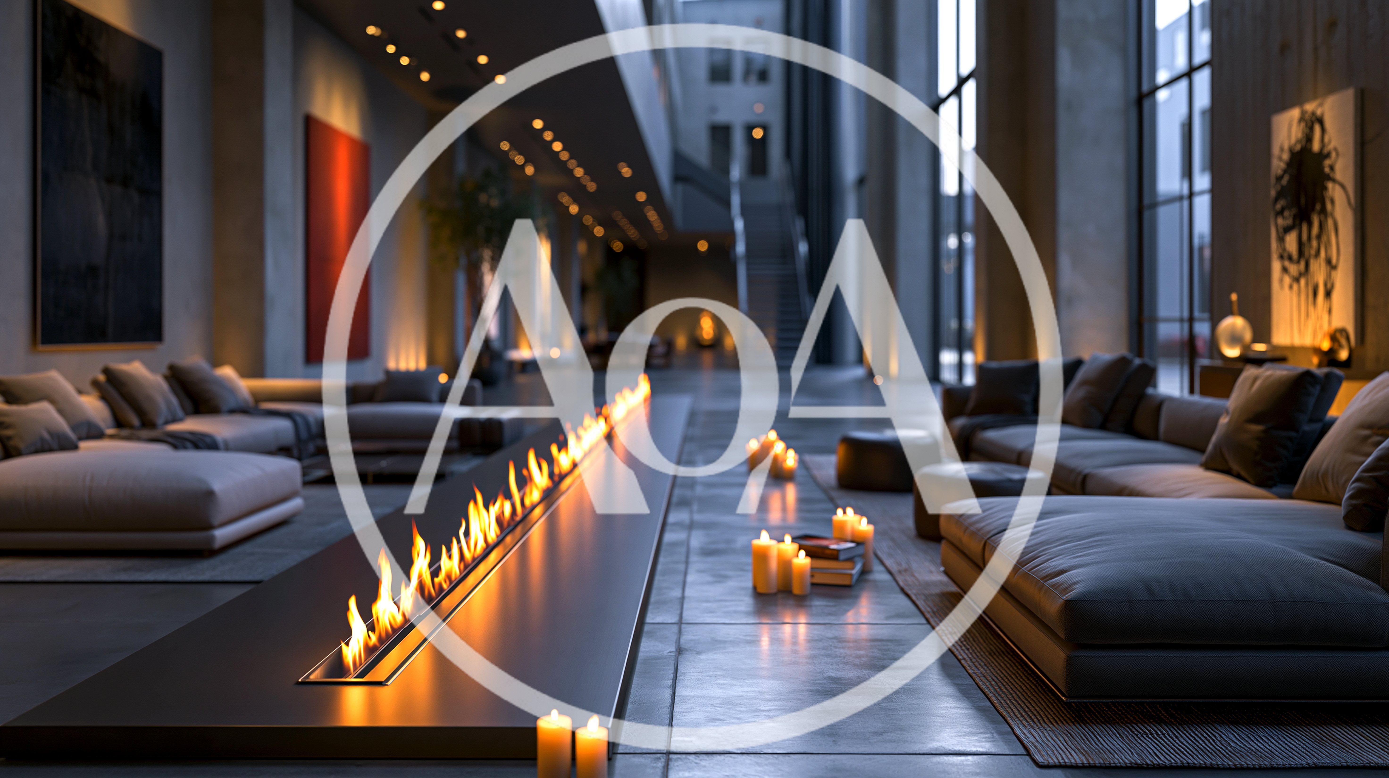 Modern Luxury Living Room With Linear Fireplace