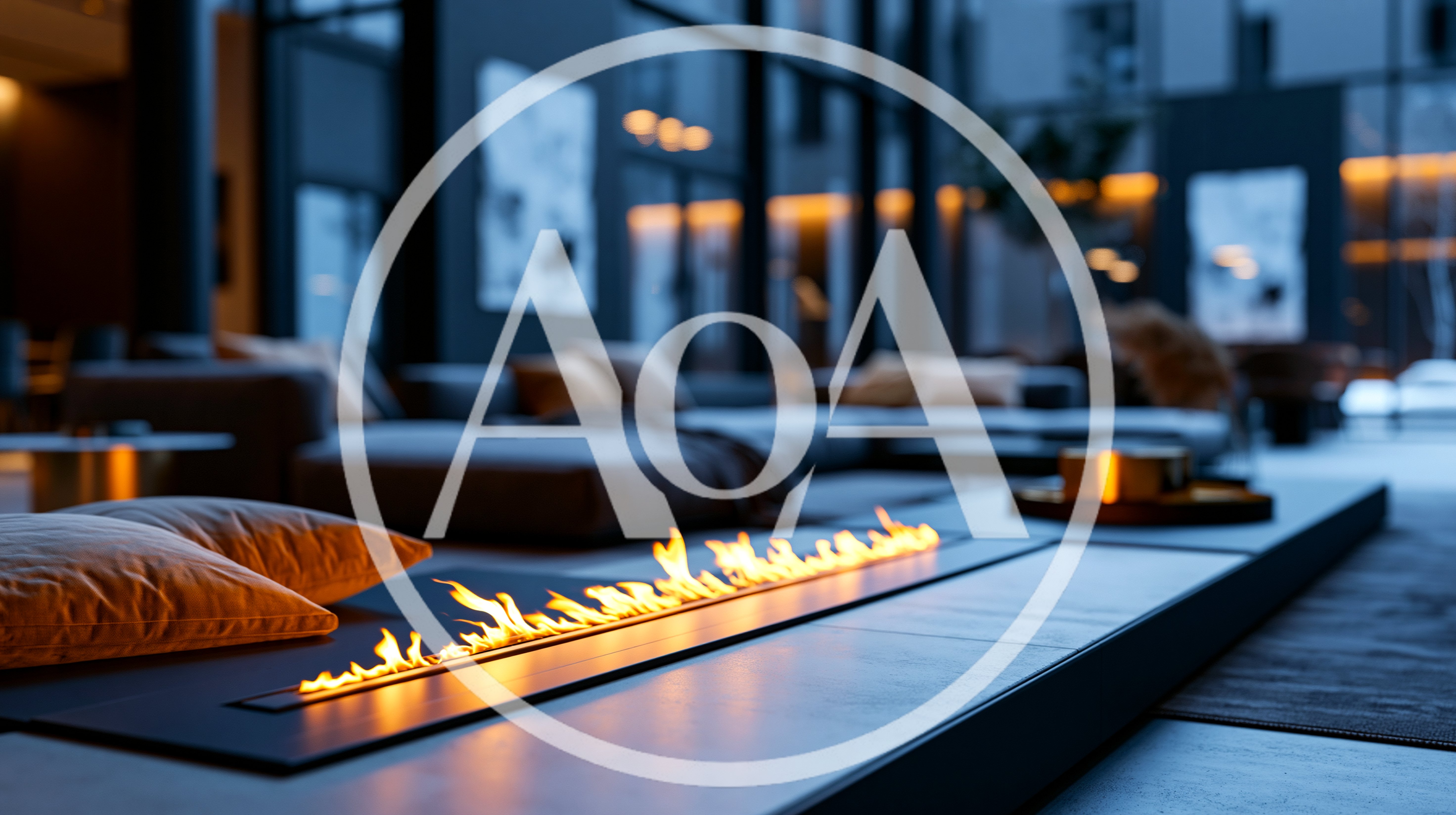 Modern Living Room With Linear Bioethanol Fireplace