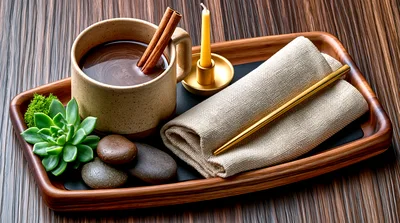 Cozy Hot Chocolate Tray With Succulent And Candle