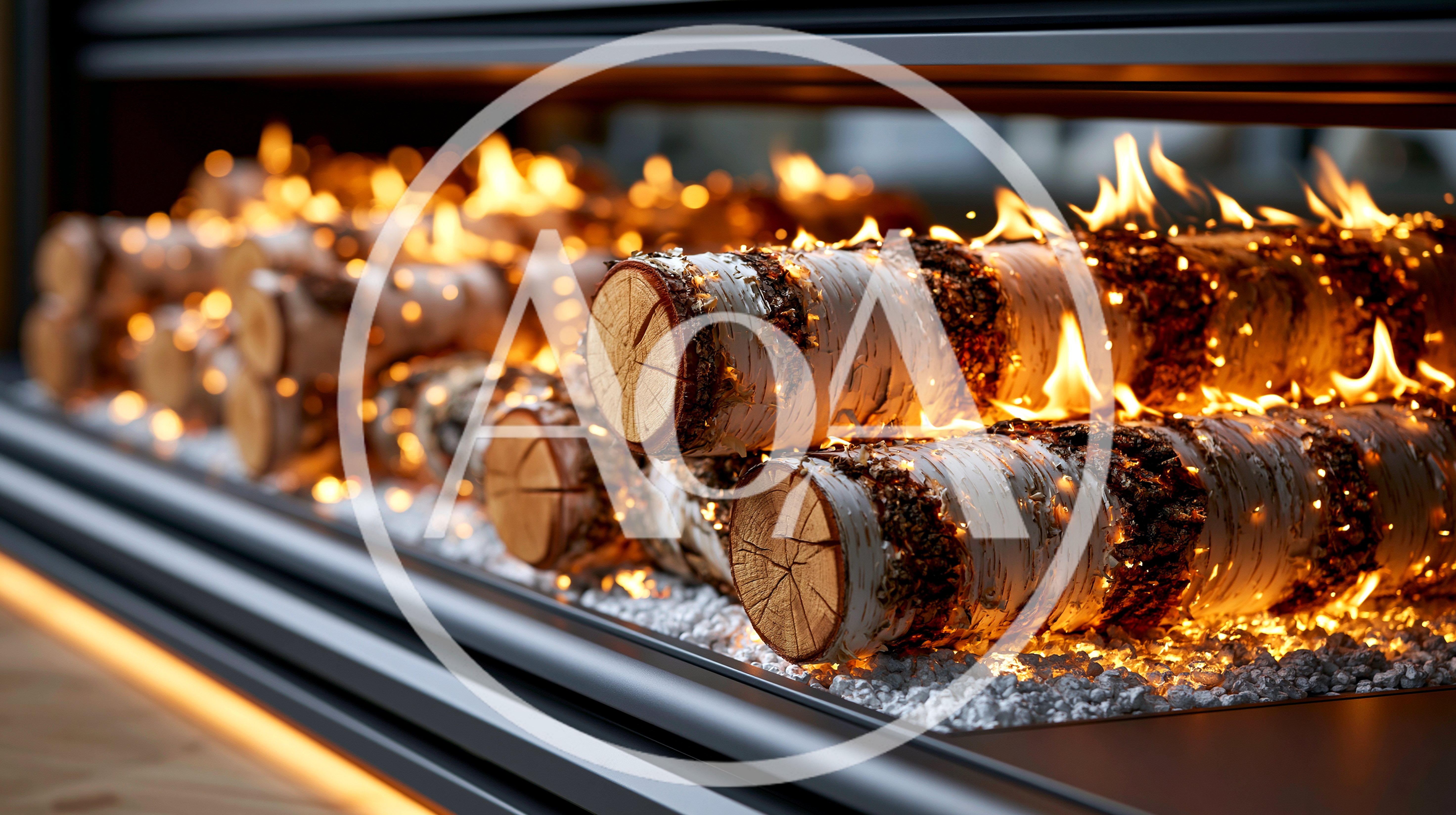 Modern Electric Fireplace With Realistic Birch Logs