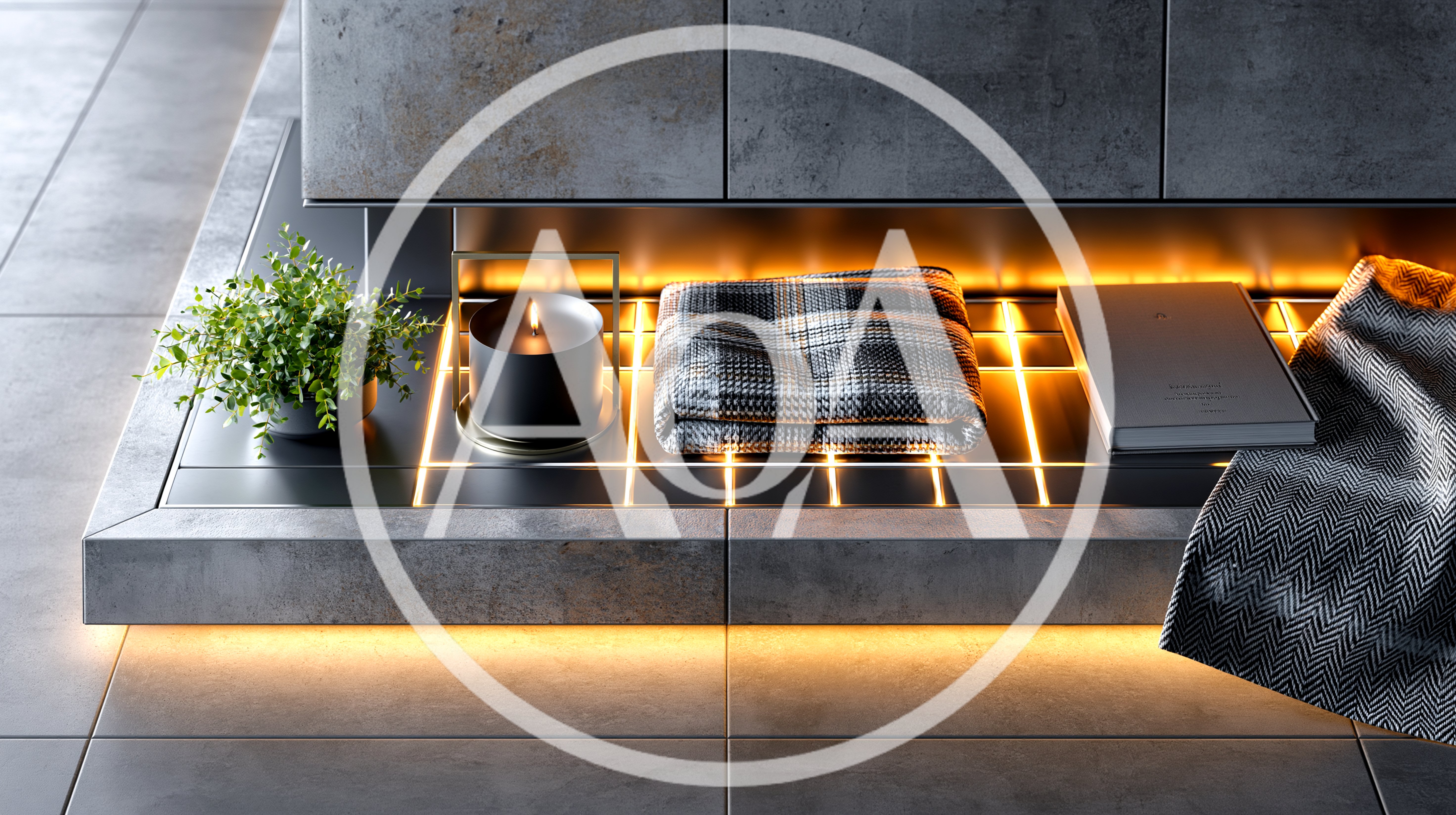 Modern Minimalist Fireplace Hearth With Decorative Accessories