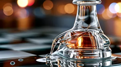 Glass Chess Piece Melting On A Reflective Surface