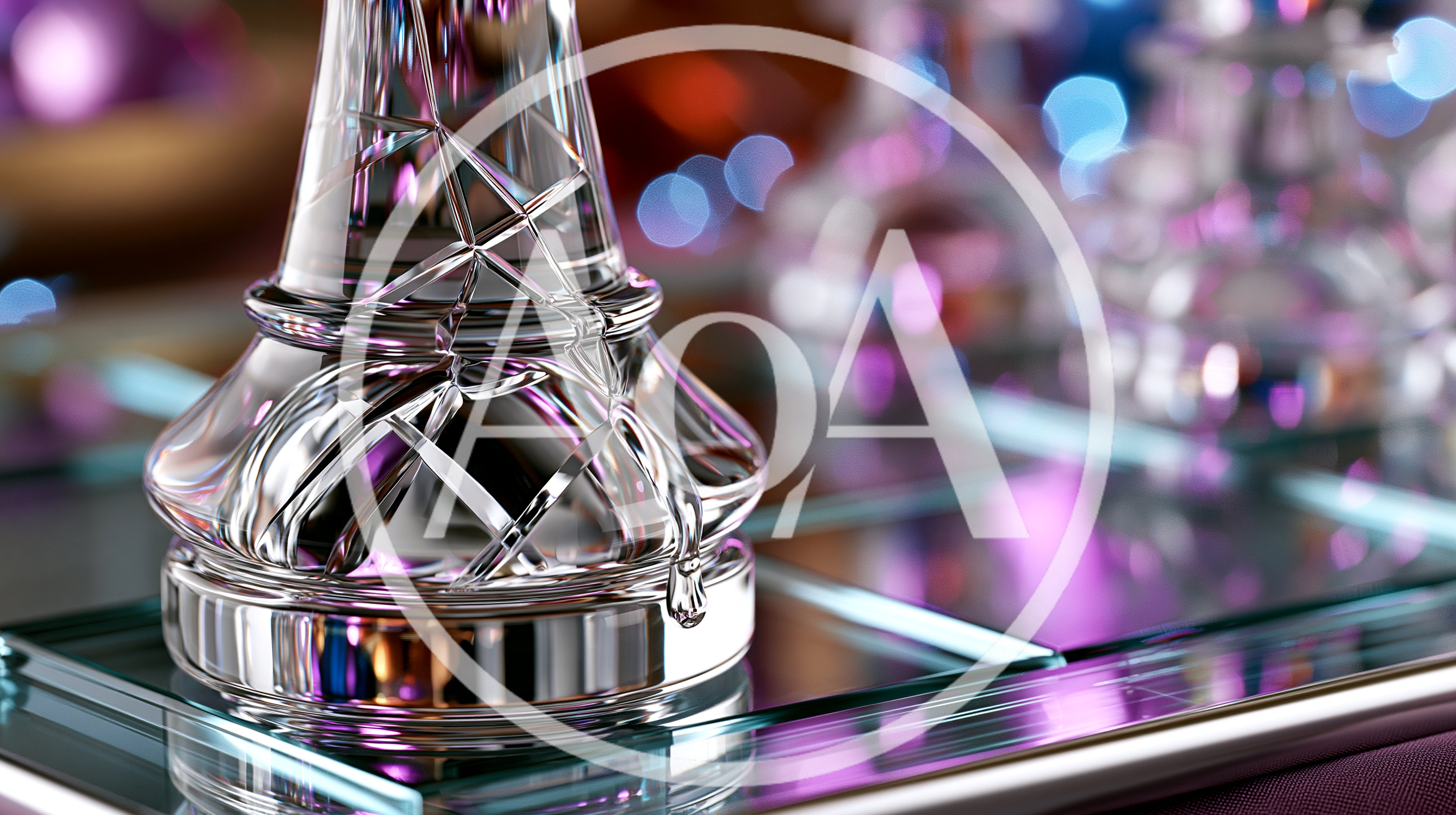 Crystal Chess Piece on Reflective Glass Board