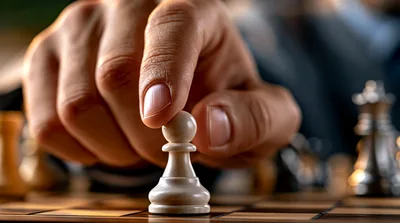 Hand Moving A White Pawn On A Chessboard