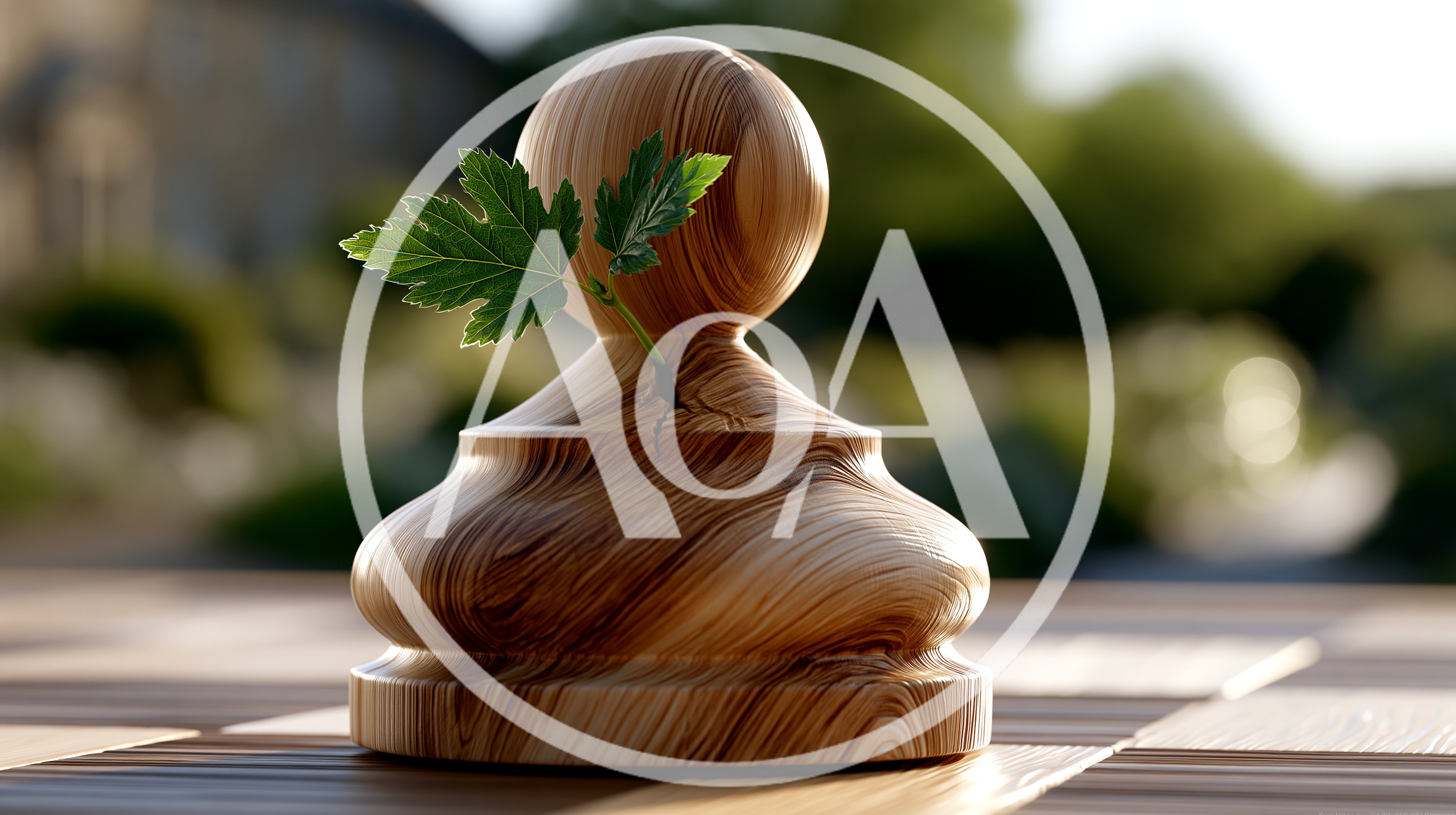 Wooden Chess Pawn With A Green Leaf Sprouting