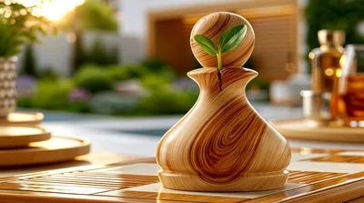 Wooden Chess Pawn With Sprouting Green Plant