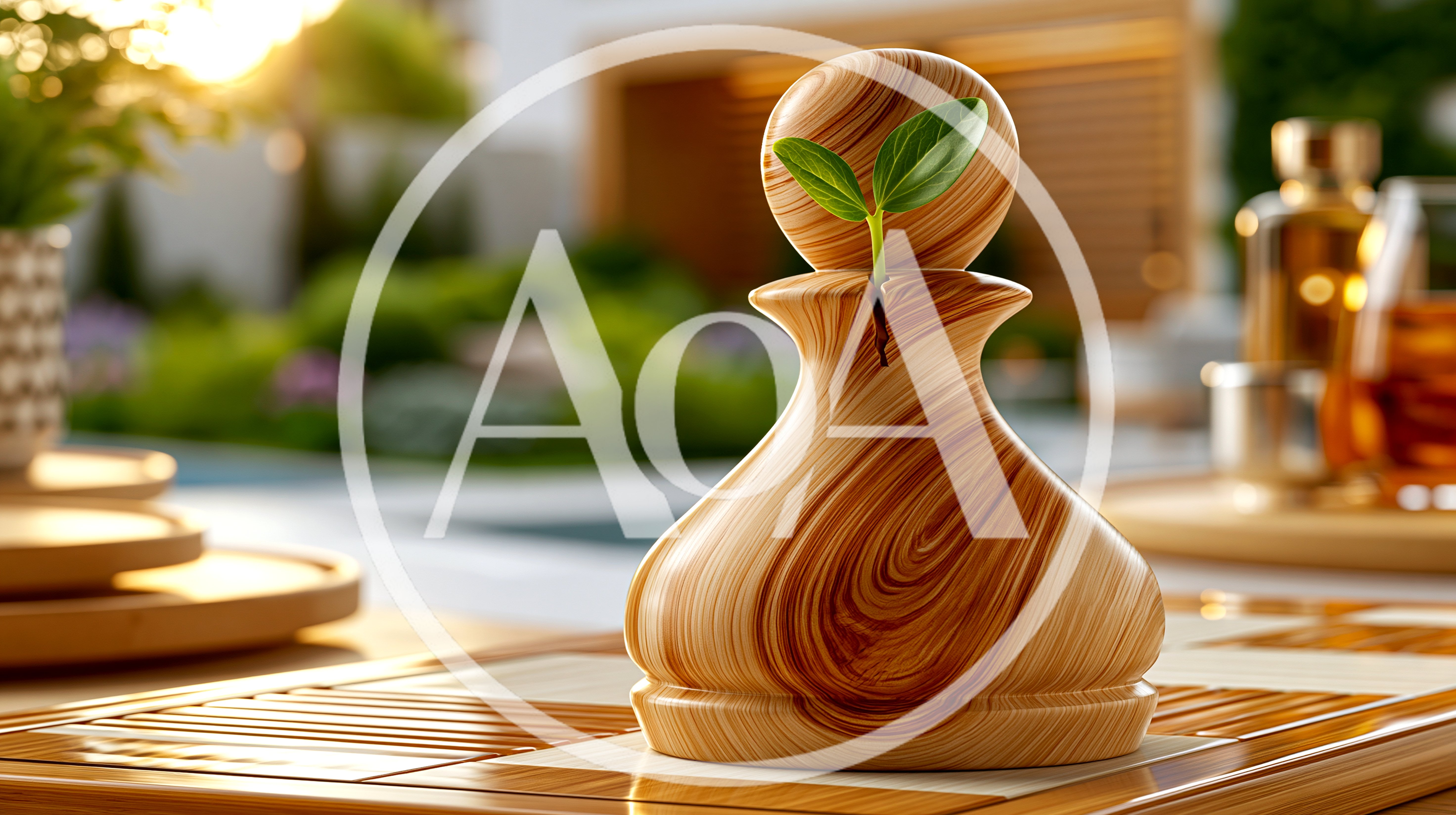 Wooden Chess Pawn With Sprouting Green Plant