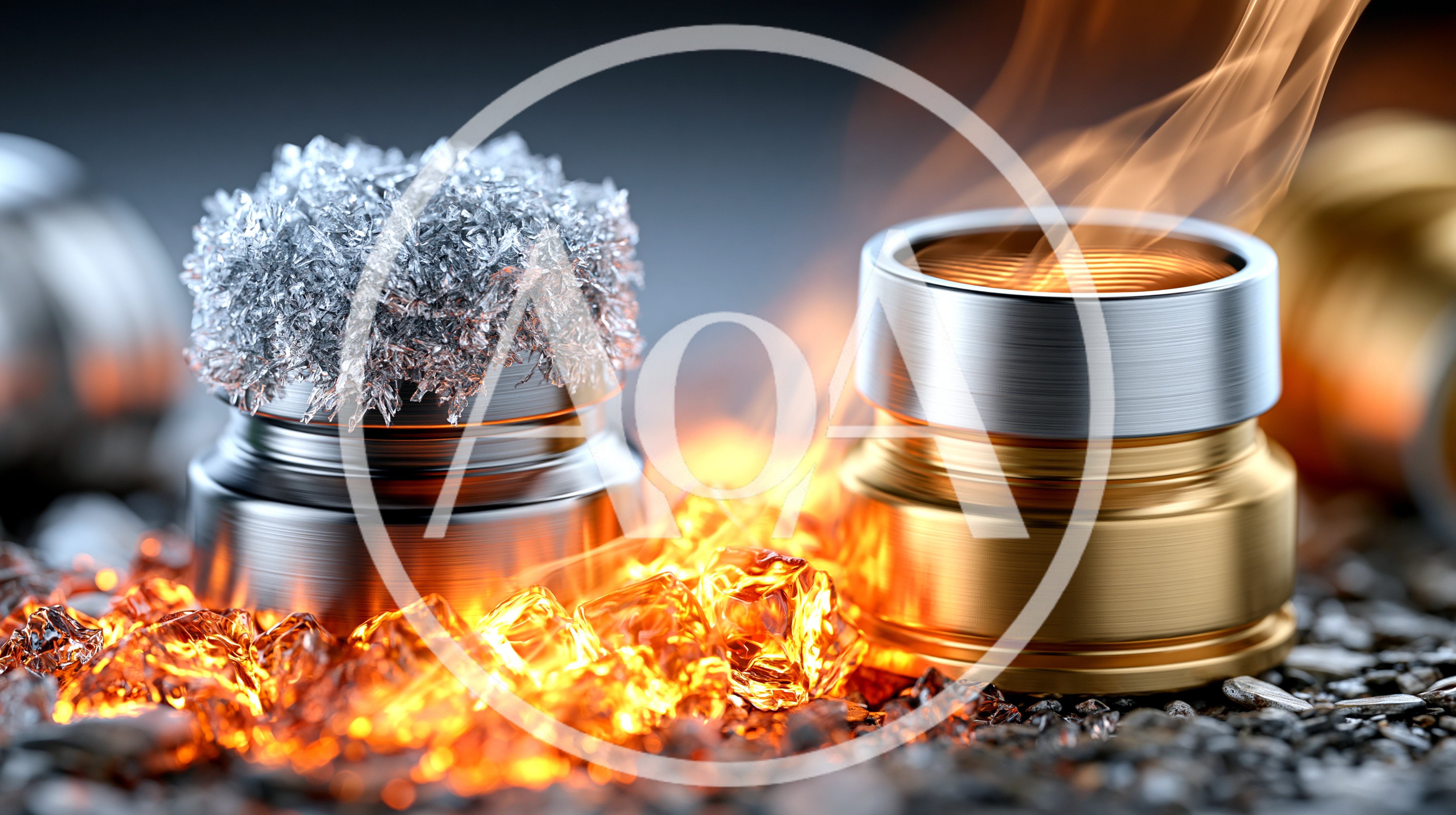 Metallic Cylinders Surrounded By Fire And Ice