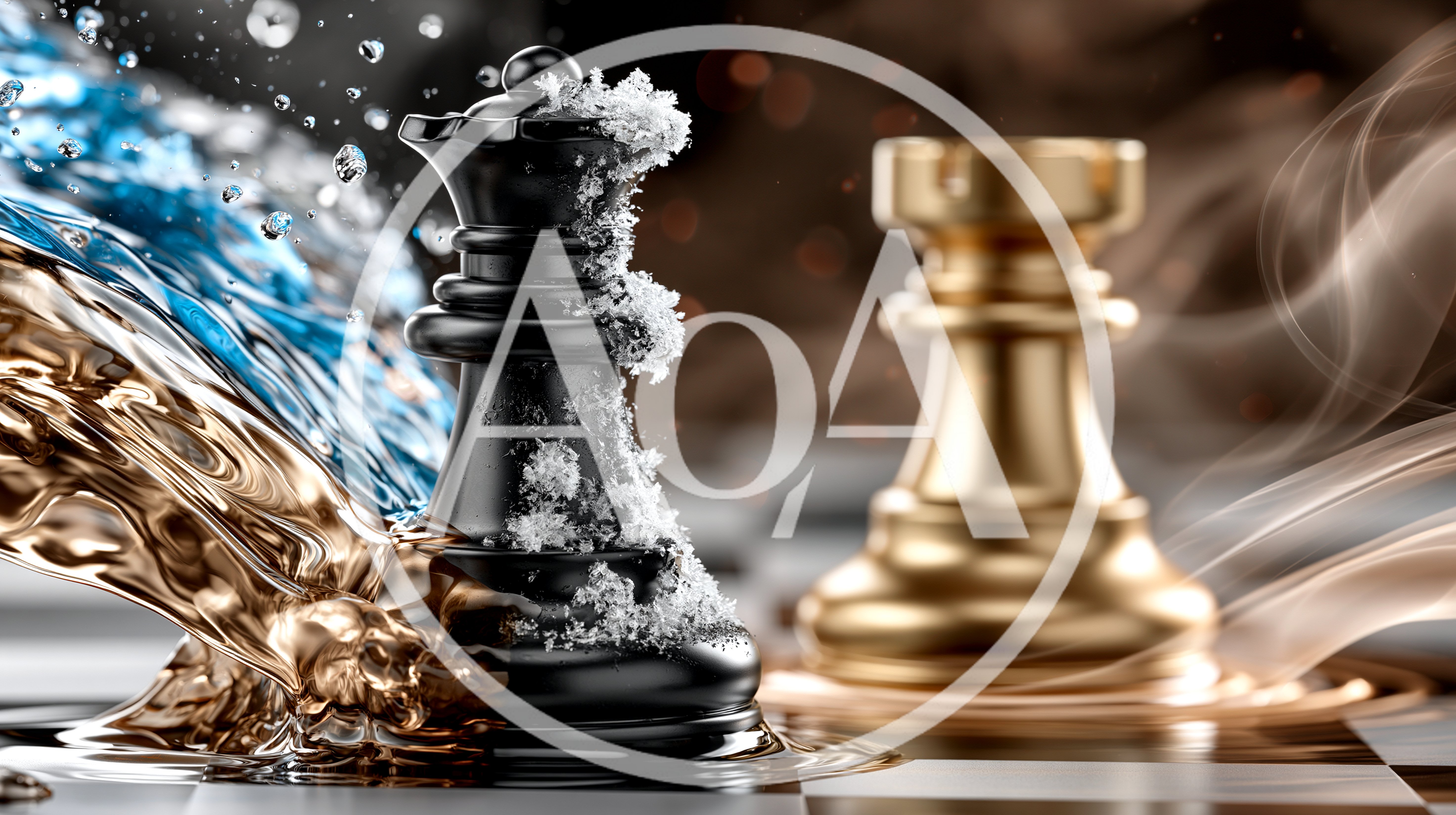 Black Queen And Gold Rook Chess Pieces In Conflict