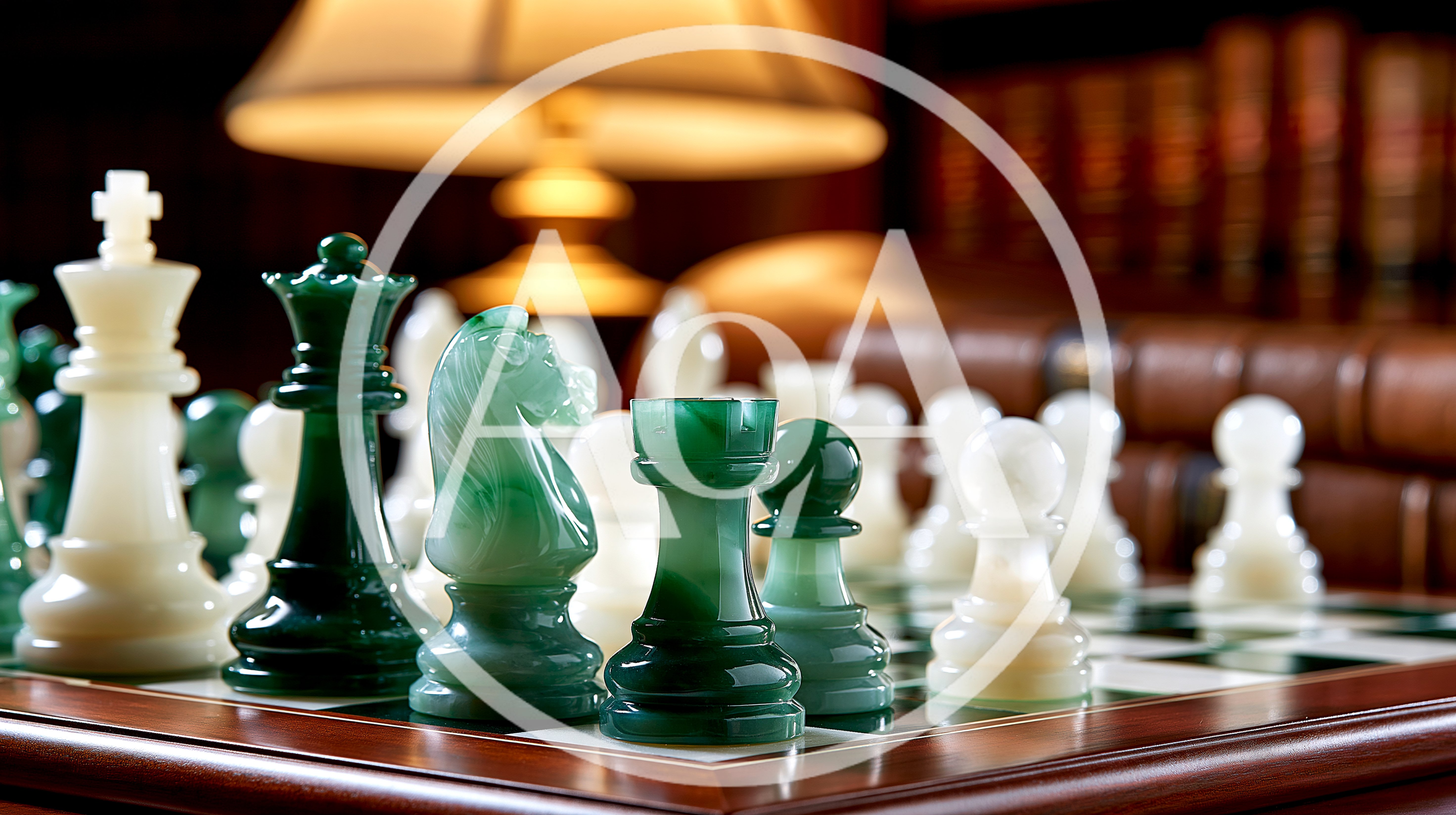 Close Up Of Jade Chess Pieces On A Board