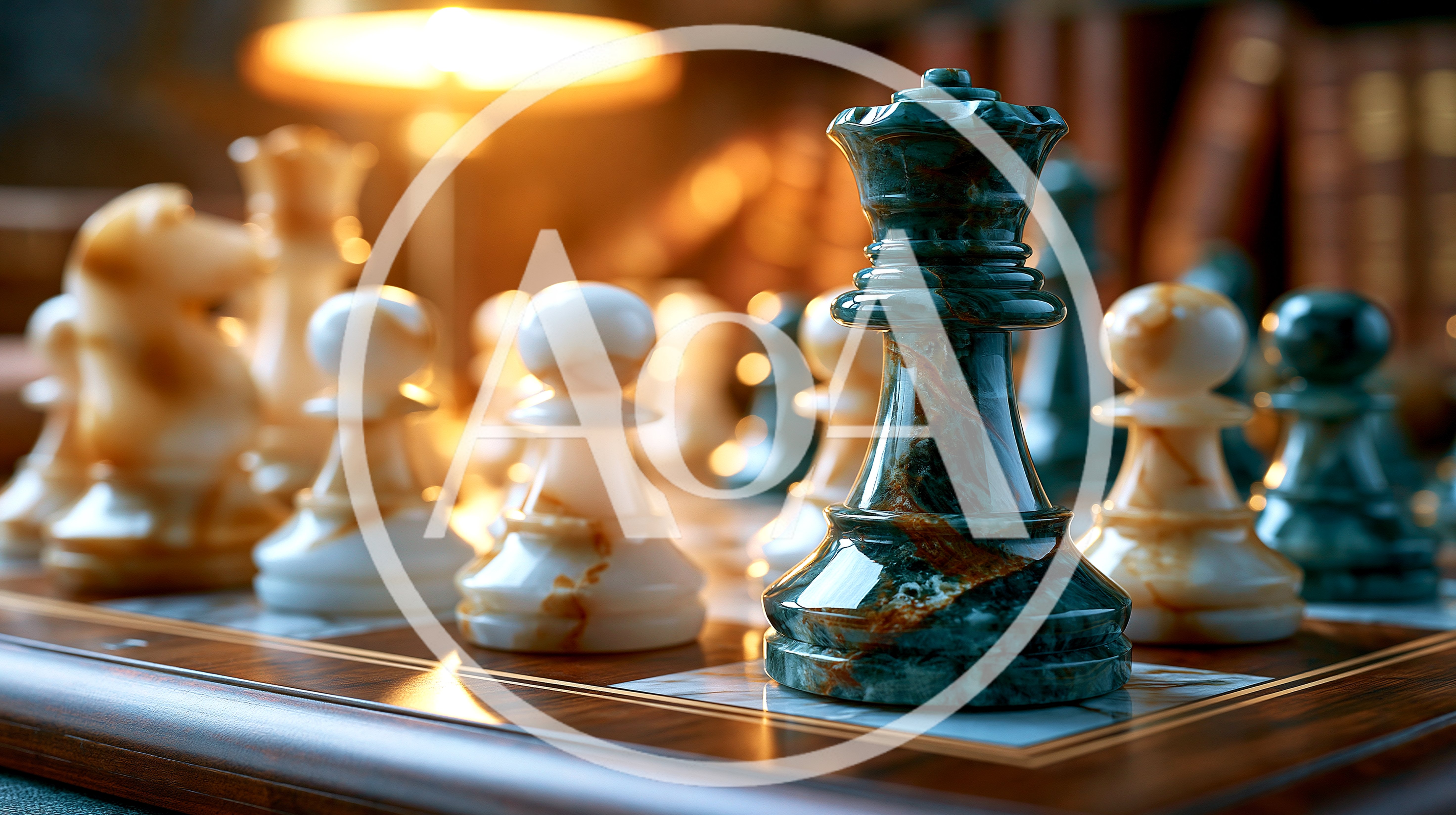 Close Up Of Marble Chess Pieces On Board
