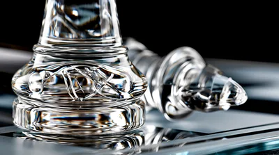 Crystal Chess Pieces On A Reflective Surface