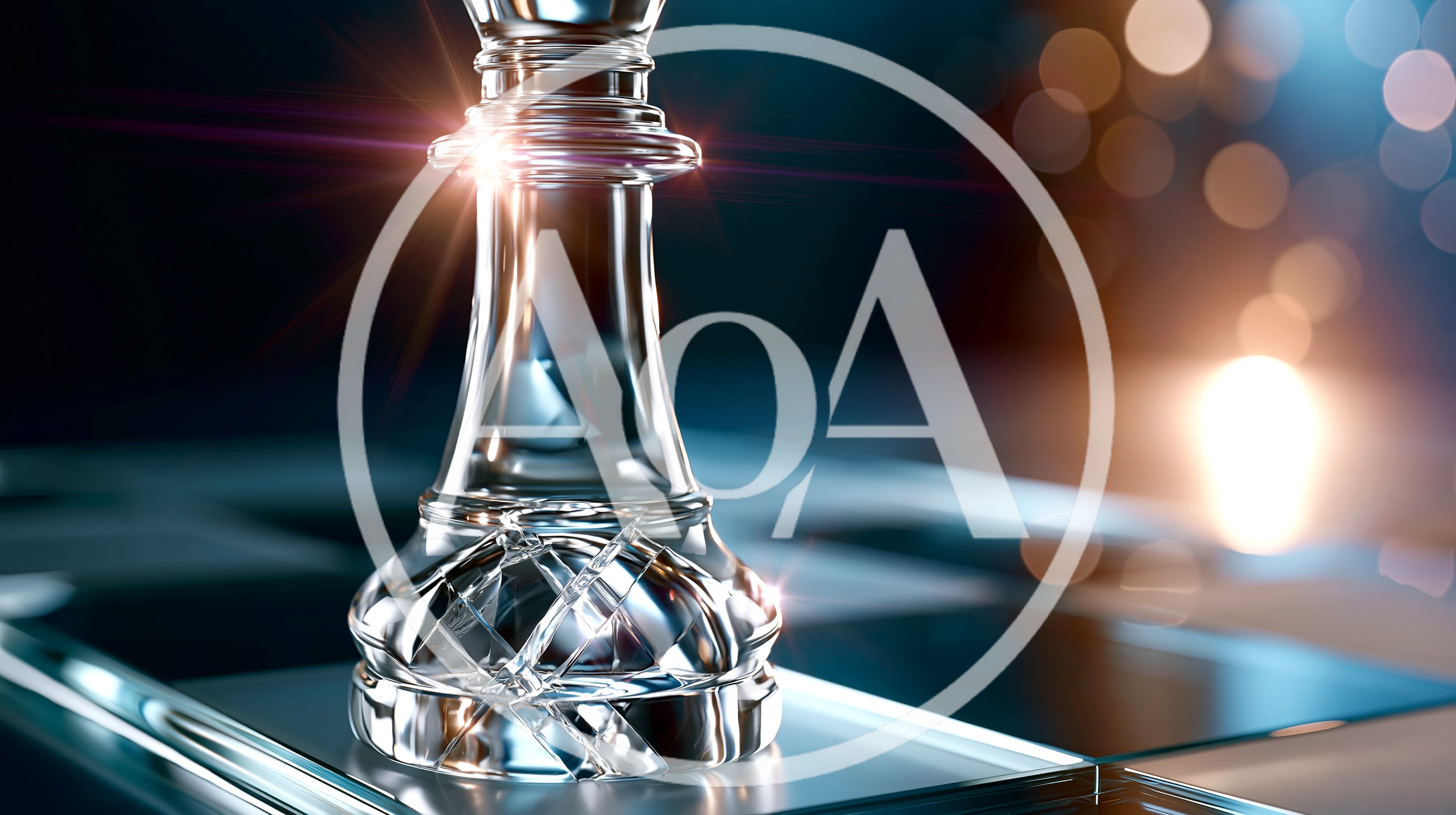 Crystal Chess King Piece on Glass Board