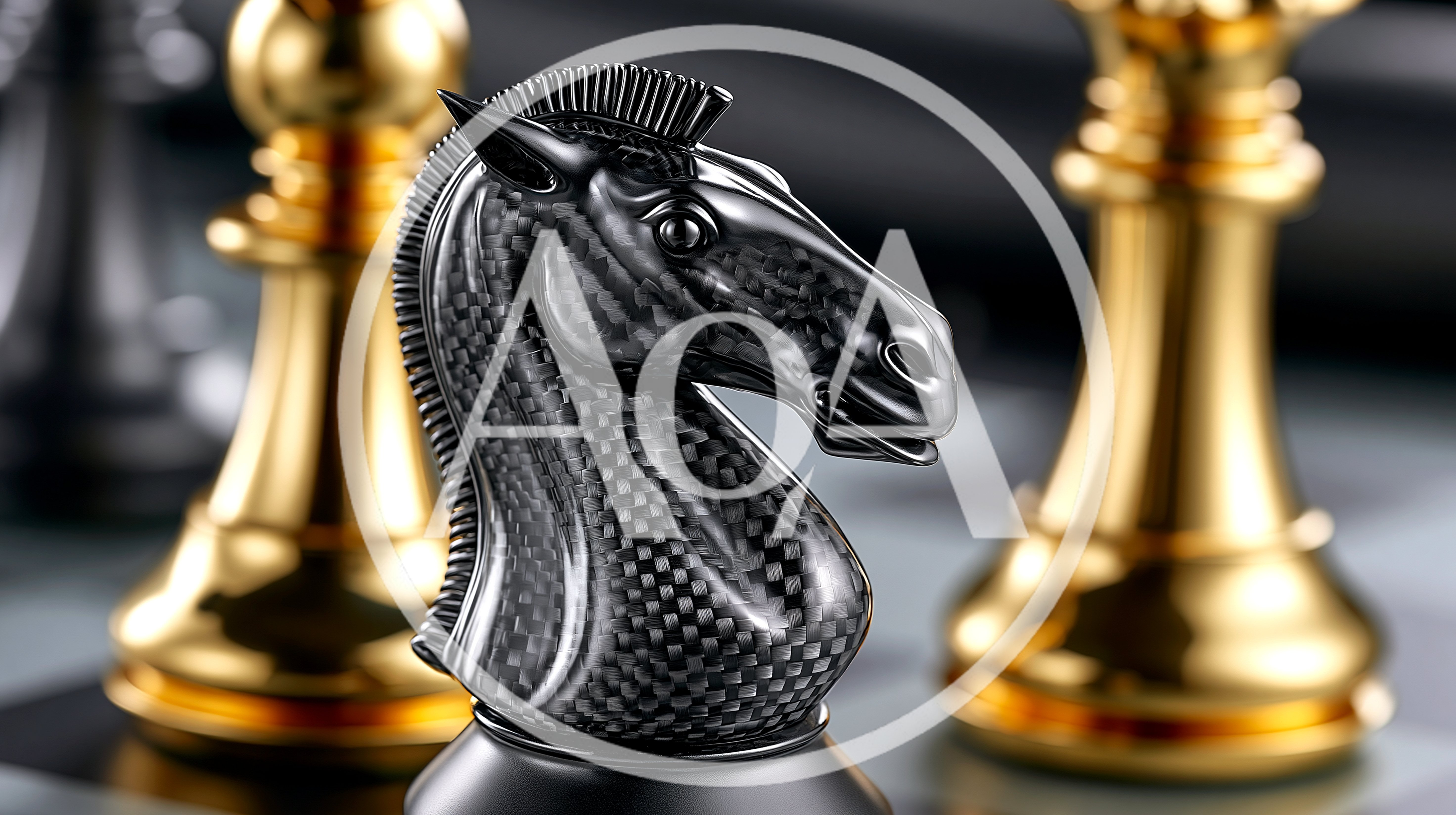 Carbon Fiber Chess Knight Piece on Board