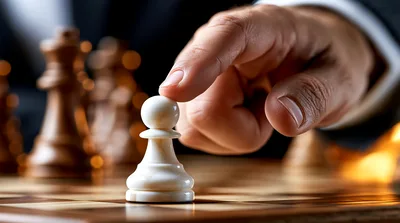 Hand Moving A White Pawn On A Chessboard