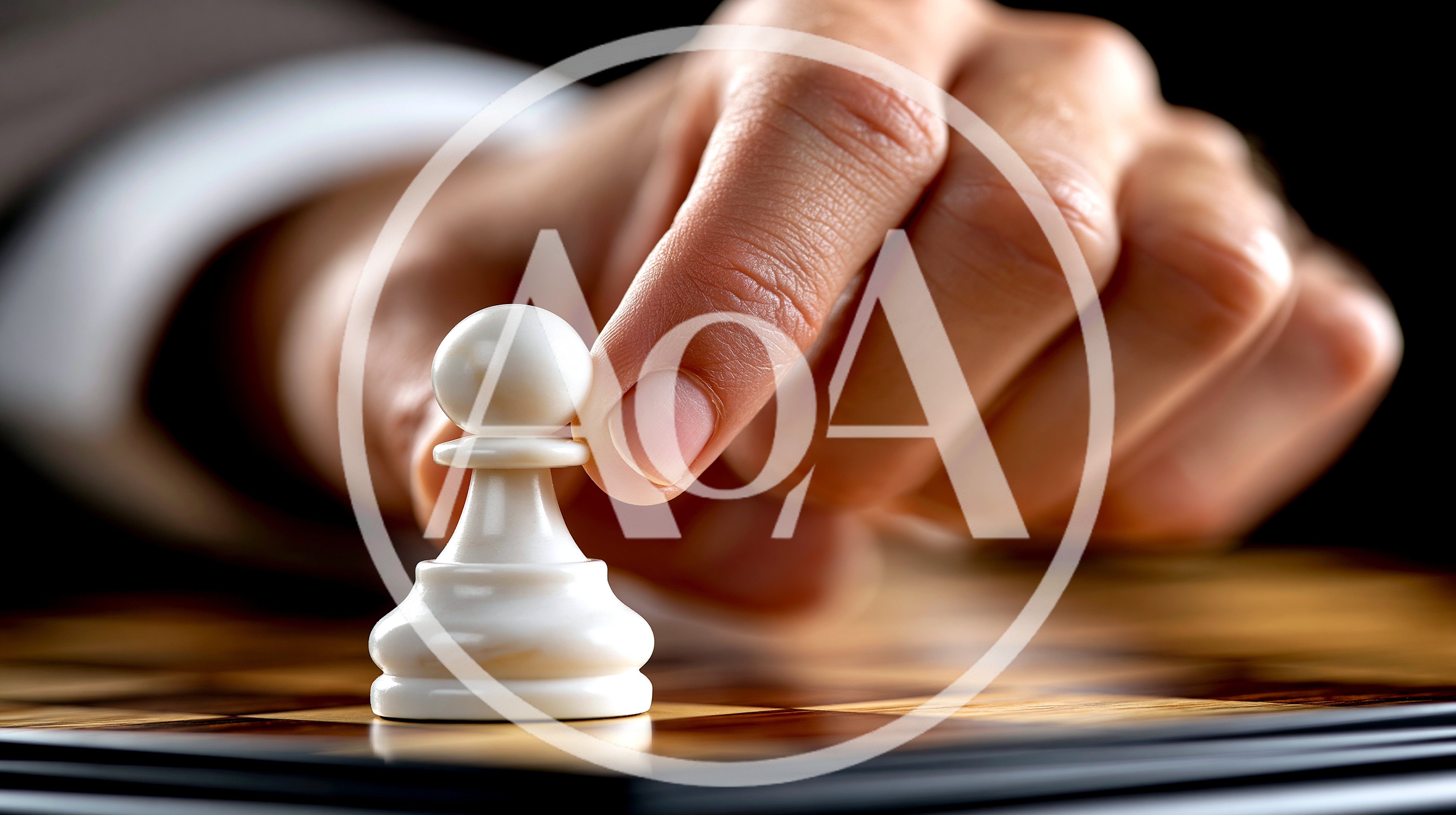 Hand Moving A White Chess Pawn On A Board