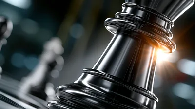 Close Up Of A Black Chess Piece