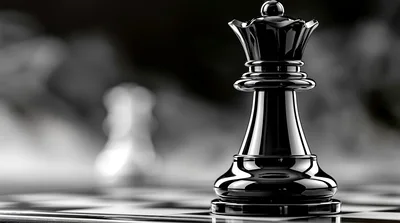 Black Chess Queen Piece On A Checkered Board