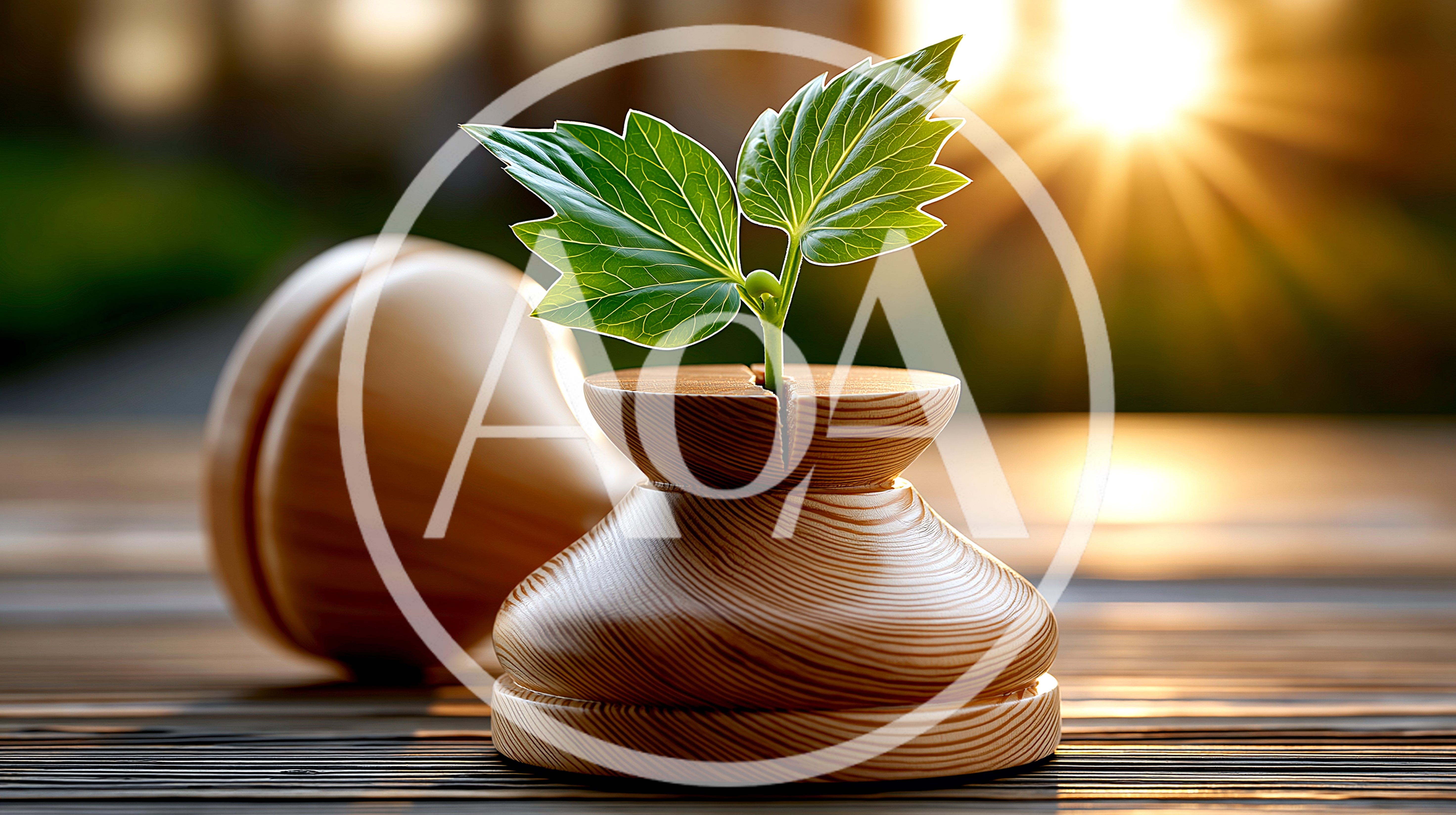 Small Green Plant Growing From Wooden Chess Piece