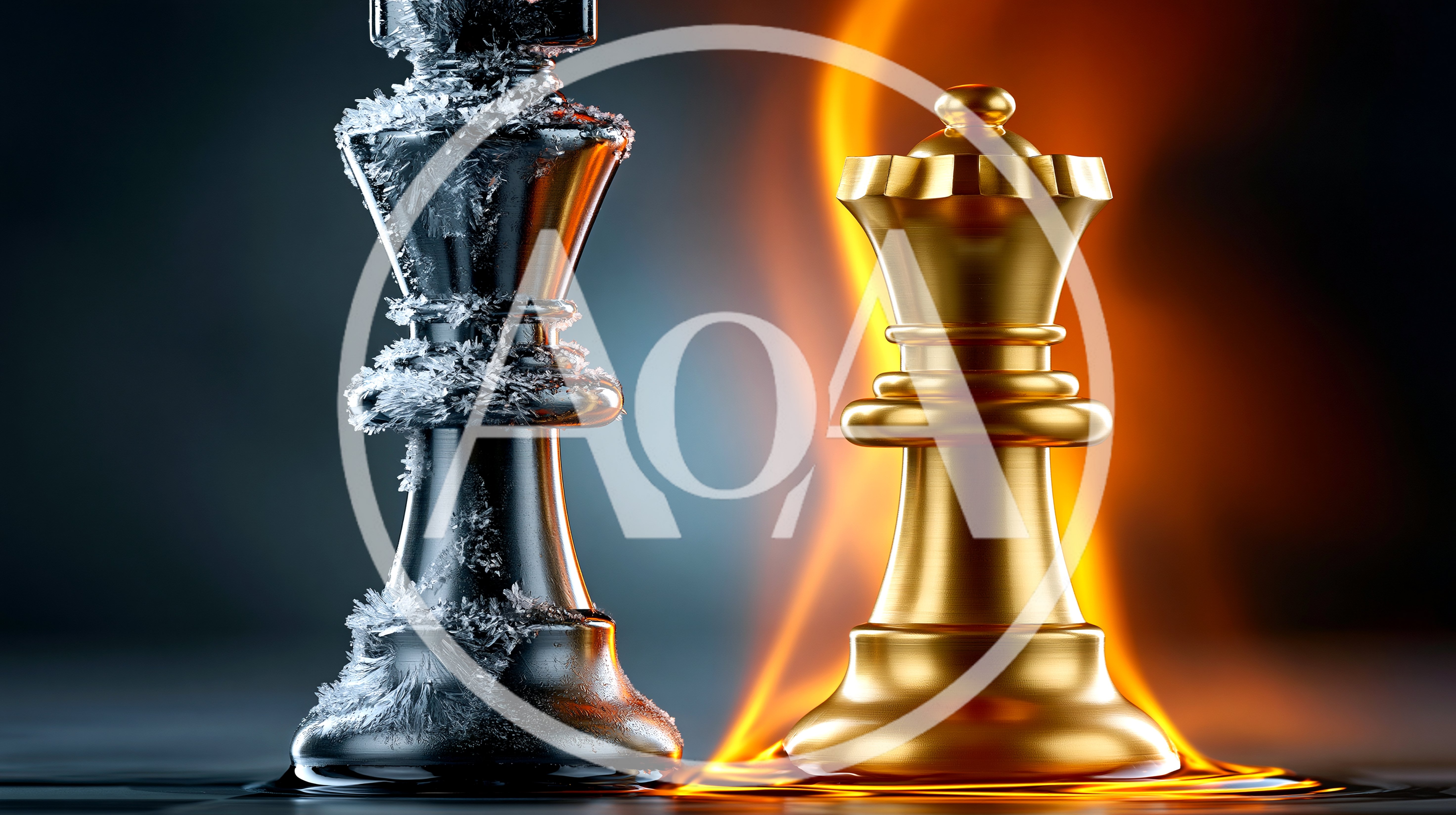 Frozen King and Flaming Queen Chess Pieces