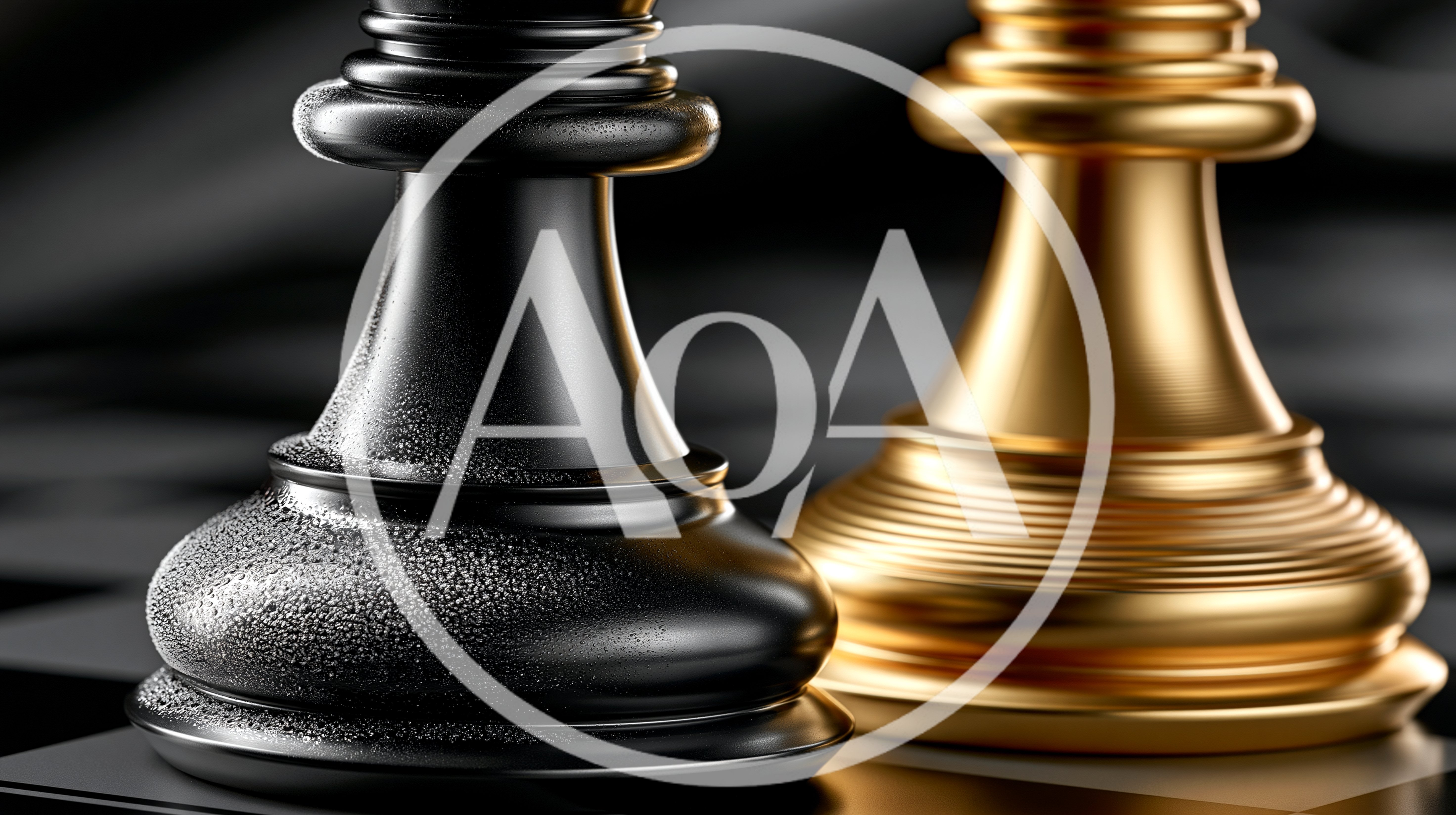 Black And Gold Chess Pieces On A Board