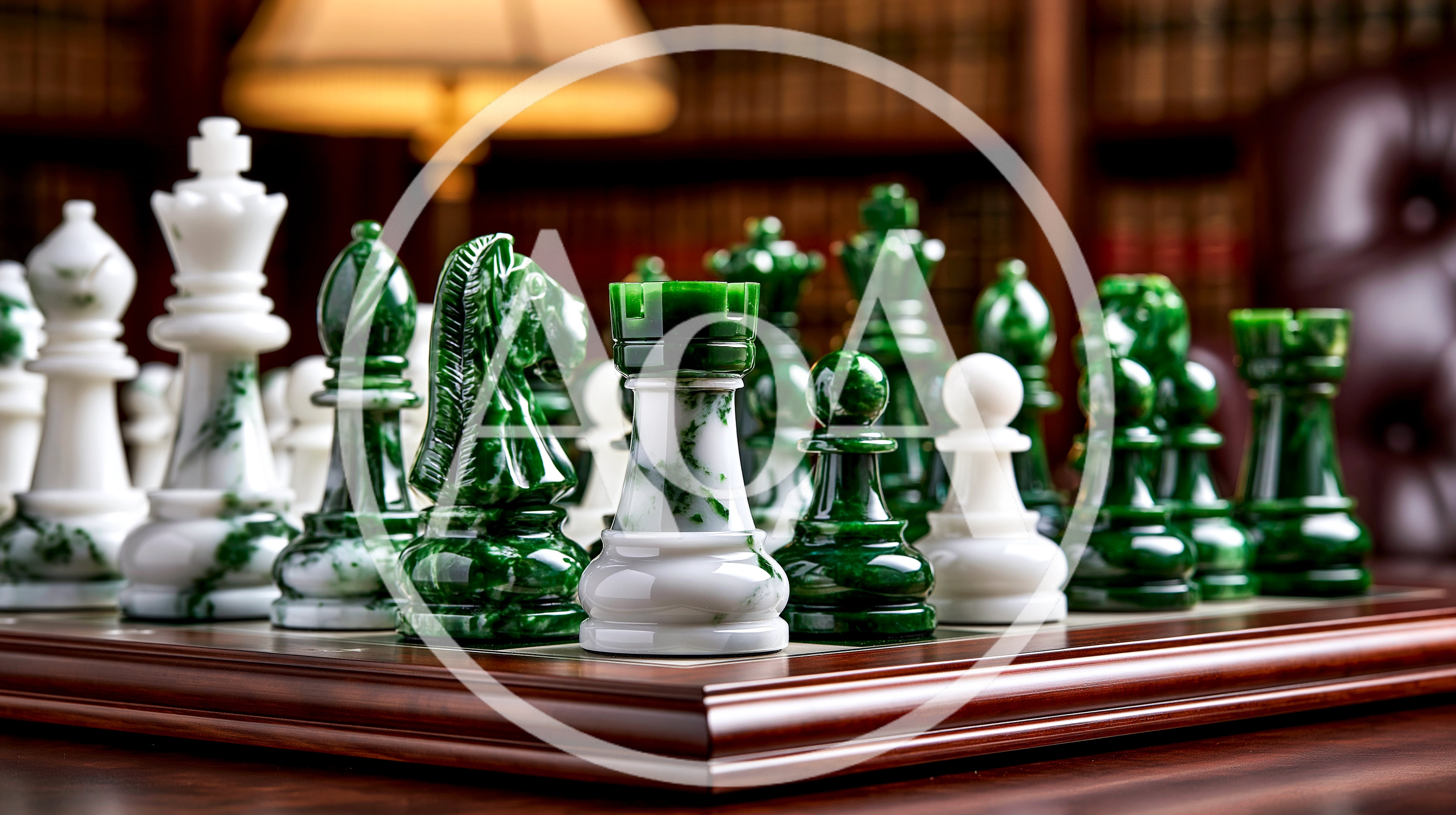 Luxury Marble Chess Set On A Wooden Board